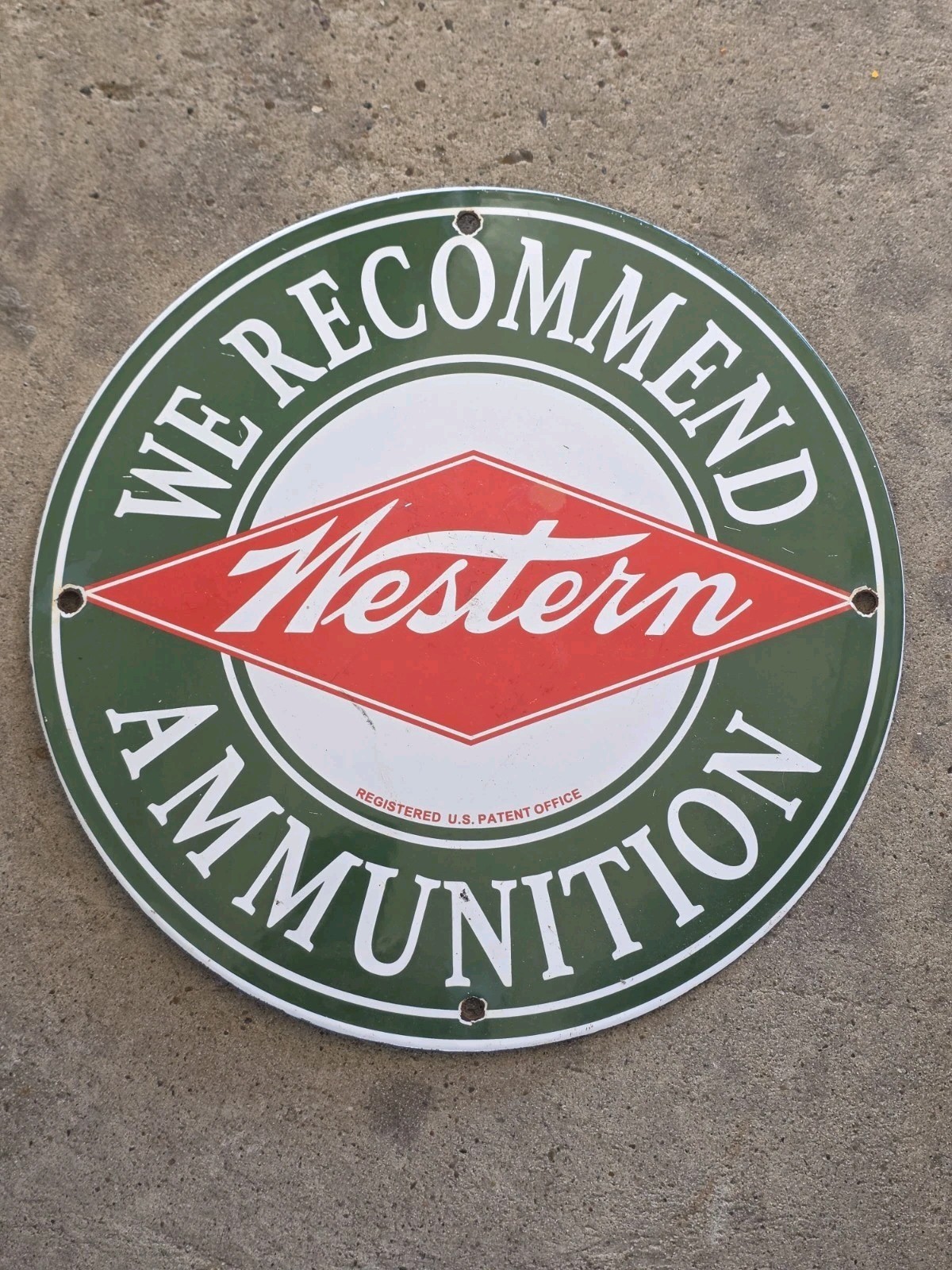VINTAGE WESTERN AMMUNITION PORCELAIN SIGN SHOTGUN SHELLS GUN AMMO HUNTING 12 VINTAGE WESTERN AMMUNITION PORCELAIN SIGN SHOTGUN SHELLS GUN AMMO HUNTING 12