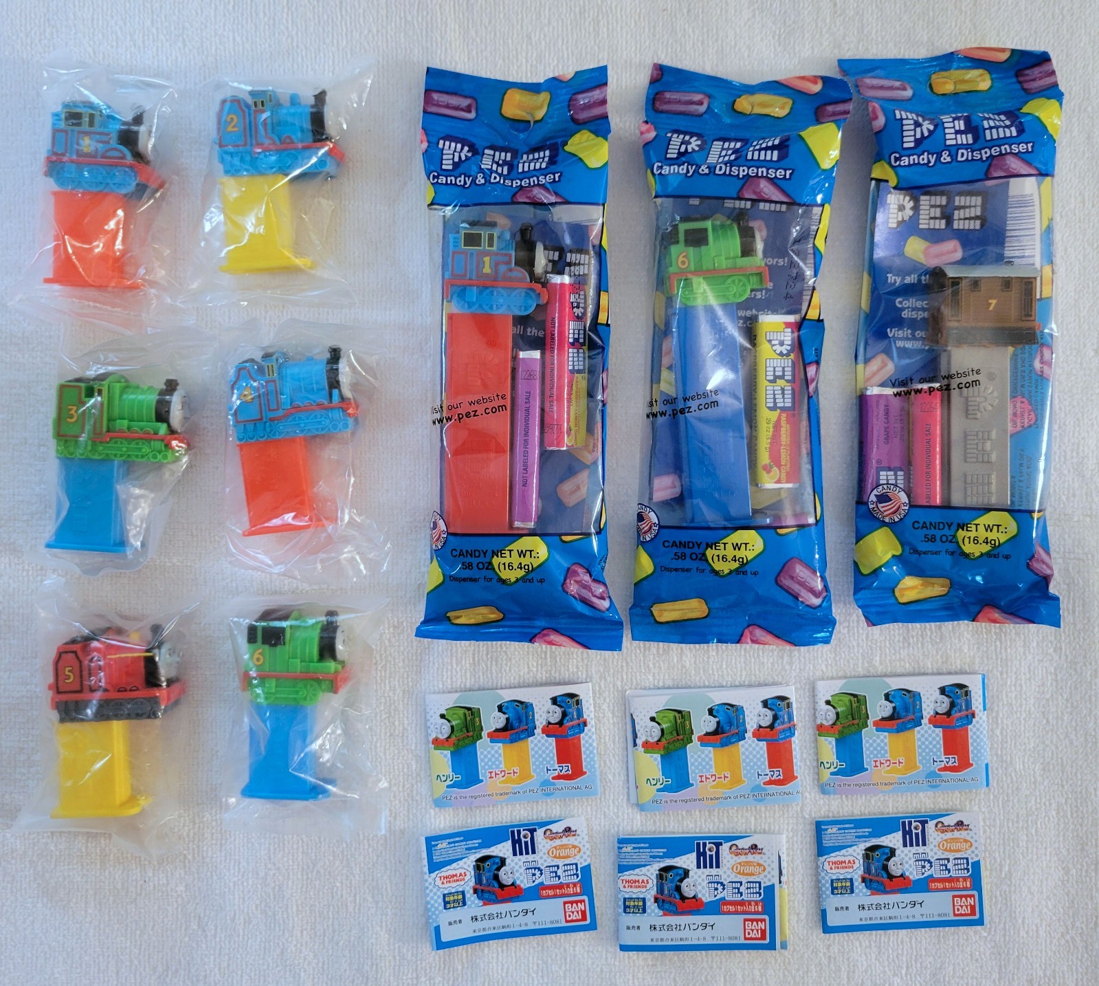 PEZ - BANDAI - Thomas the Train - Complete Set - New in Bag (NIB) with Inserts