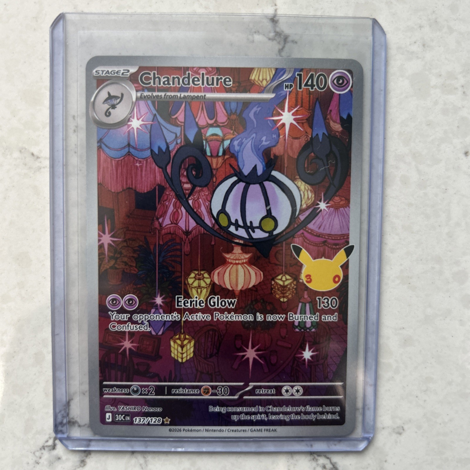 Pokémon Chandelure 137/128 (30th). Opened and sleeved 