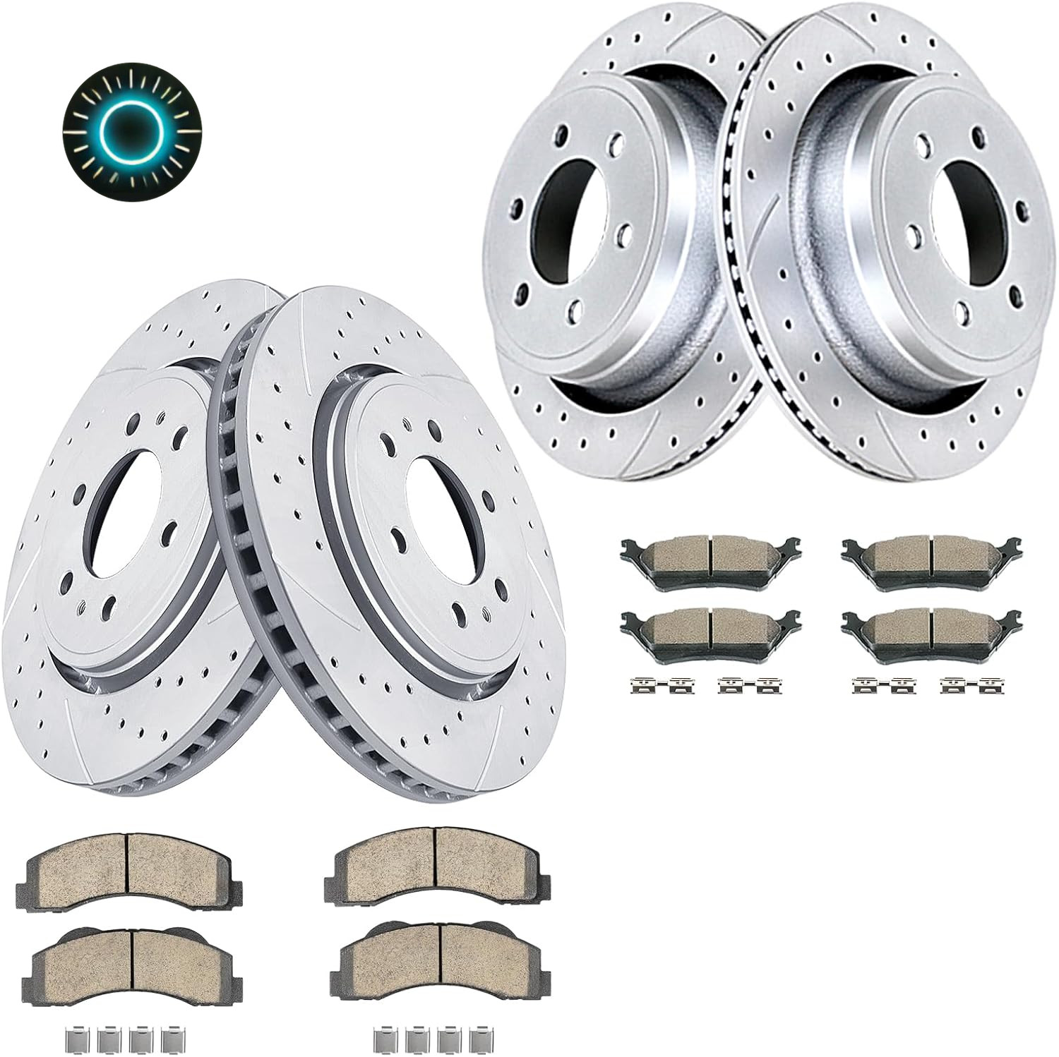 Drilled Slotted Rotors Ceramic Pads for F150 2012-2020 Manual Parking Brake NEW Drilled Slotted Rotors Ceramic Pads for F150 2012-2020 Manual Parking Brake NEW