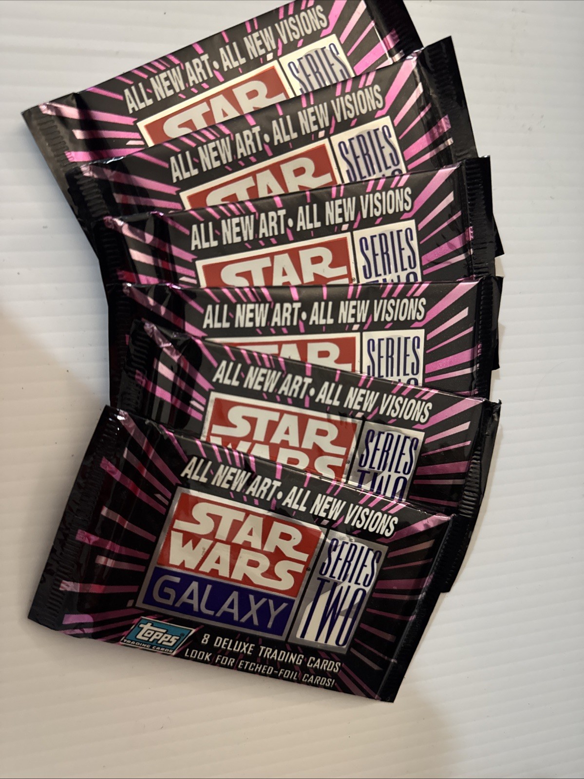 Vintage 1993 Topps Star Wars Galaxy Trading Cards Series Six Packs of 8 Cards Vintage 1993 Topps Star Wars Galaxy Trading Cards Series Six Packs of 8 Cards