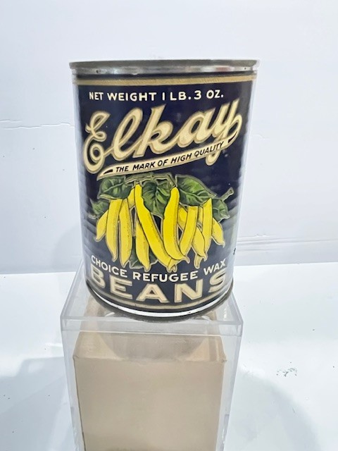 1461 ~ Vintage Elkay Choice Wax Beans Empty 1# 3oz Tin Can ~ Unopened