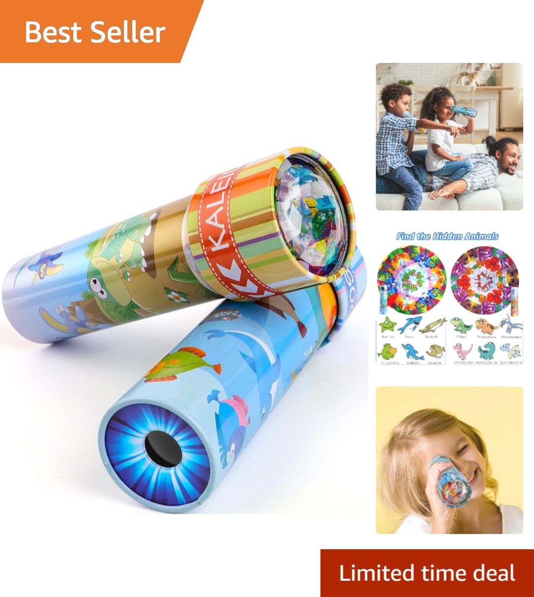 Crystal Clear View Kaleidoscopes for Kids - Safe Fun in Two Exciting Themes