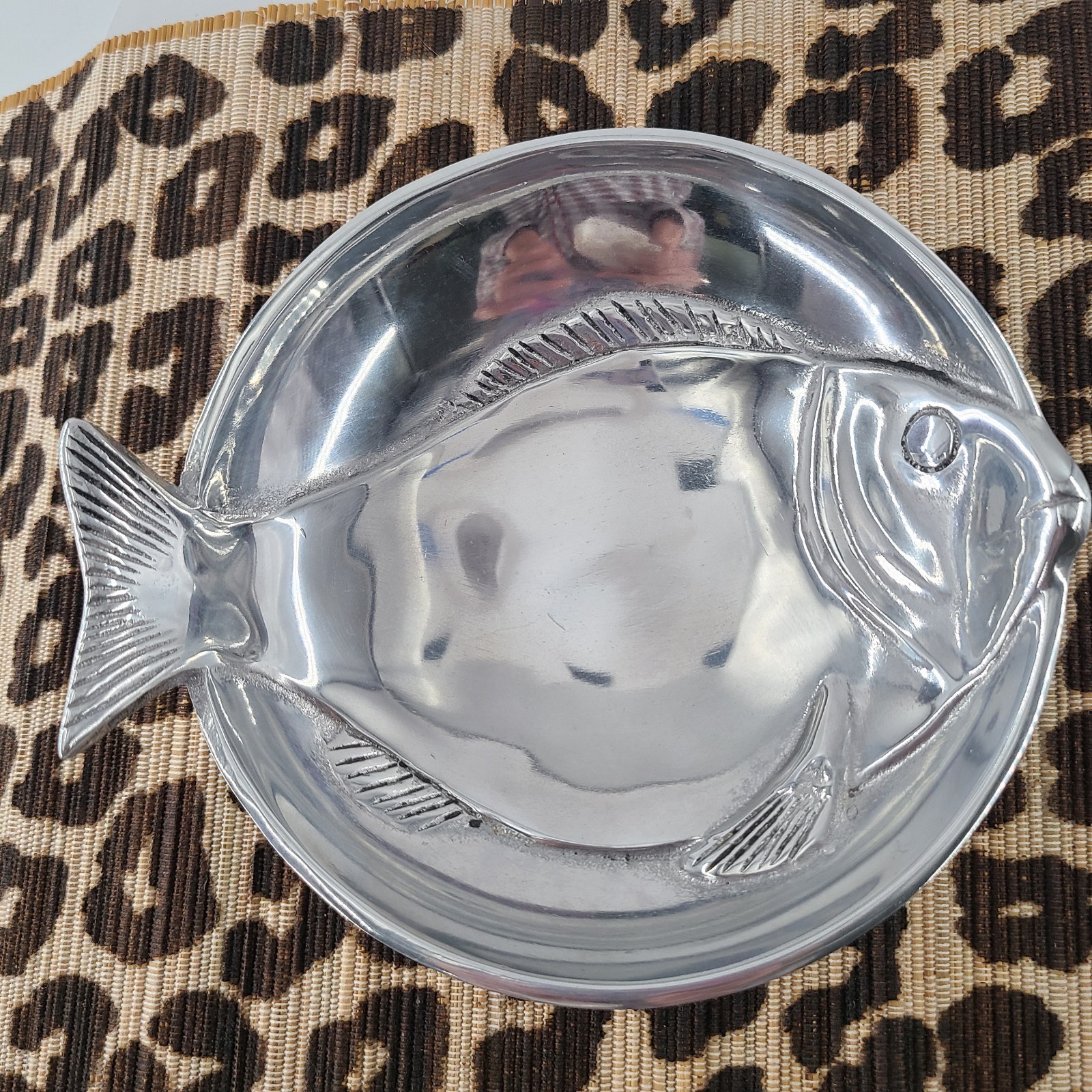 Vintage 1994 Mariposa Fish Bowl Dish Cast Aluminum Mexico Nautical 7\ Vintage 1994 Mariposa Fish Bowl Dish Cast Aluminum Mexico Nautical 7\