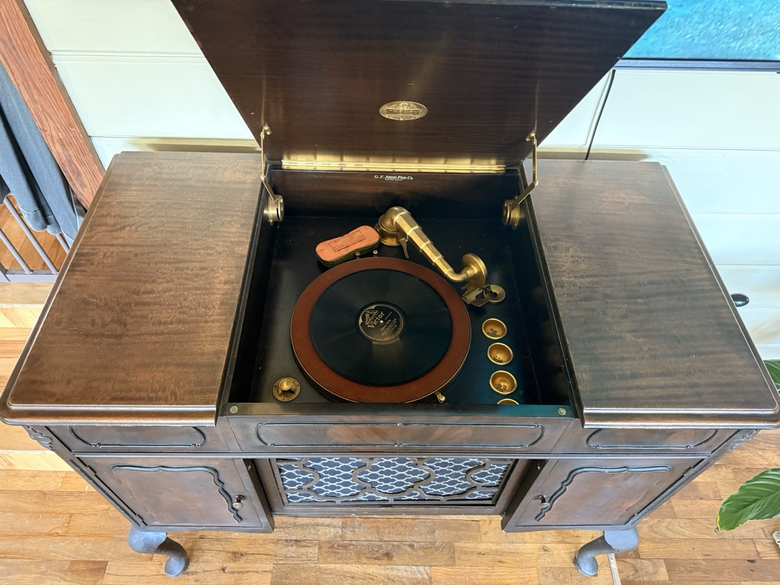 Rare 1920s Cheney Talking Machine Phonograph Complete Albums A-F Working