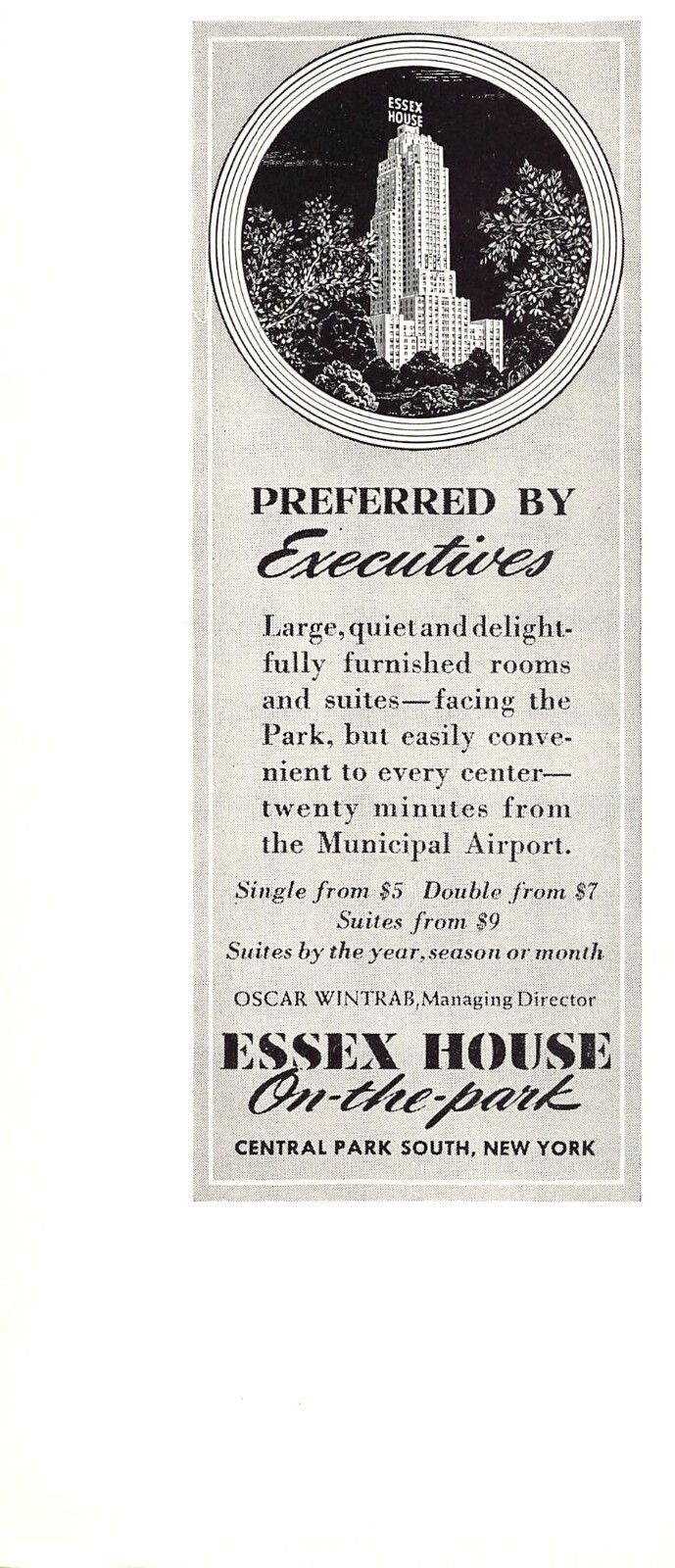Essex House Hotel Central Park South NY City 3.25\