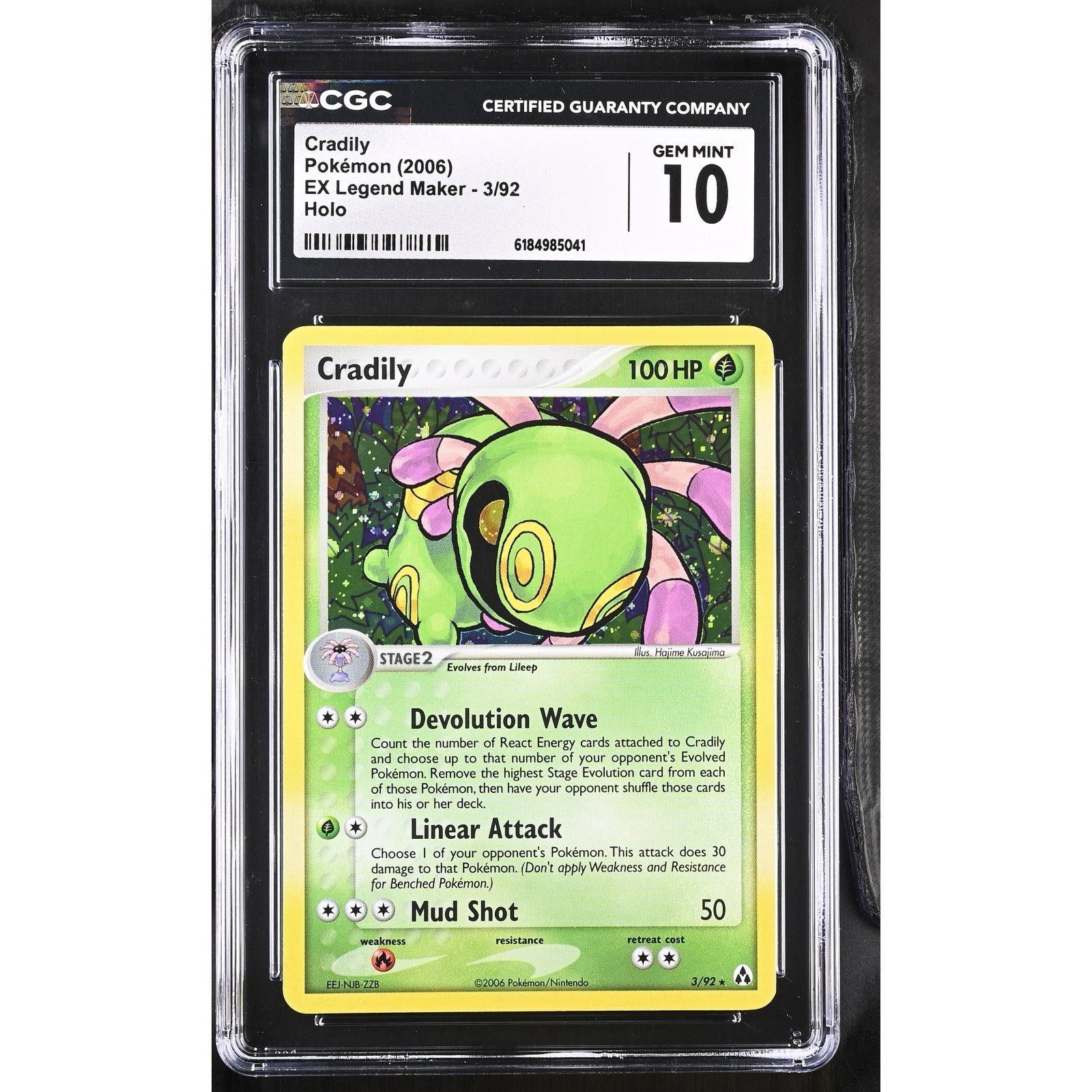 CGC GEM MINT 10 Pokémon Cradily 2006 3/92 EX Legend Maker holo
