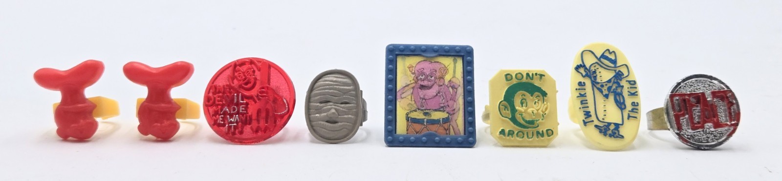 Vtg 1960s 1970s Gumball Premium Ring Lot of 8 Franken Berry Krofft Marx Twinkie