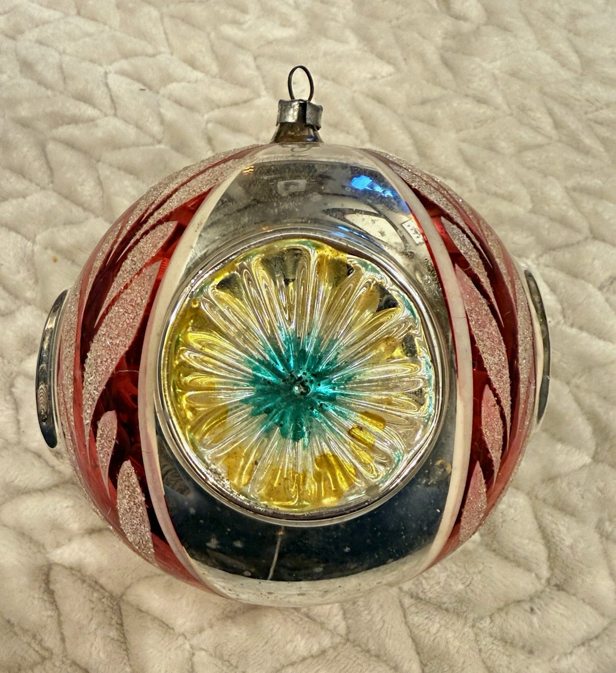 RARE Vintage 4.75” Jumbo Quadruple Indent Reflector Glass Christmas Ornament RARE Vintage 4.75” Jumbo Quadruple Indent Reflector Glass Christmas Ornament