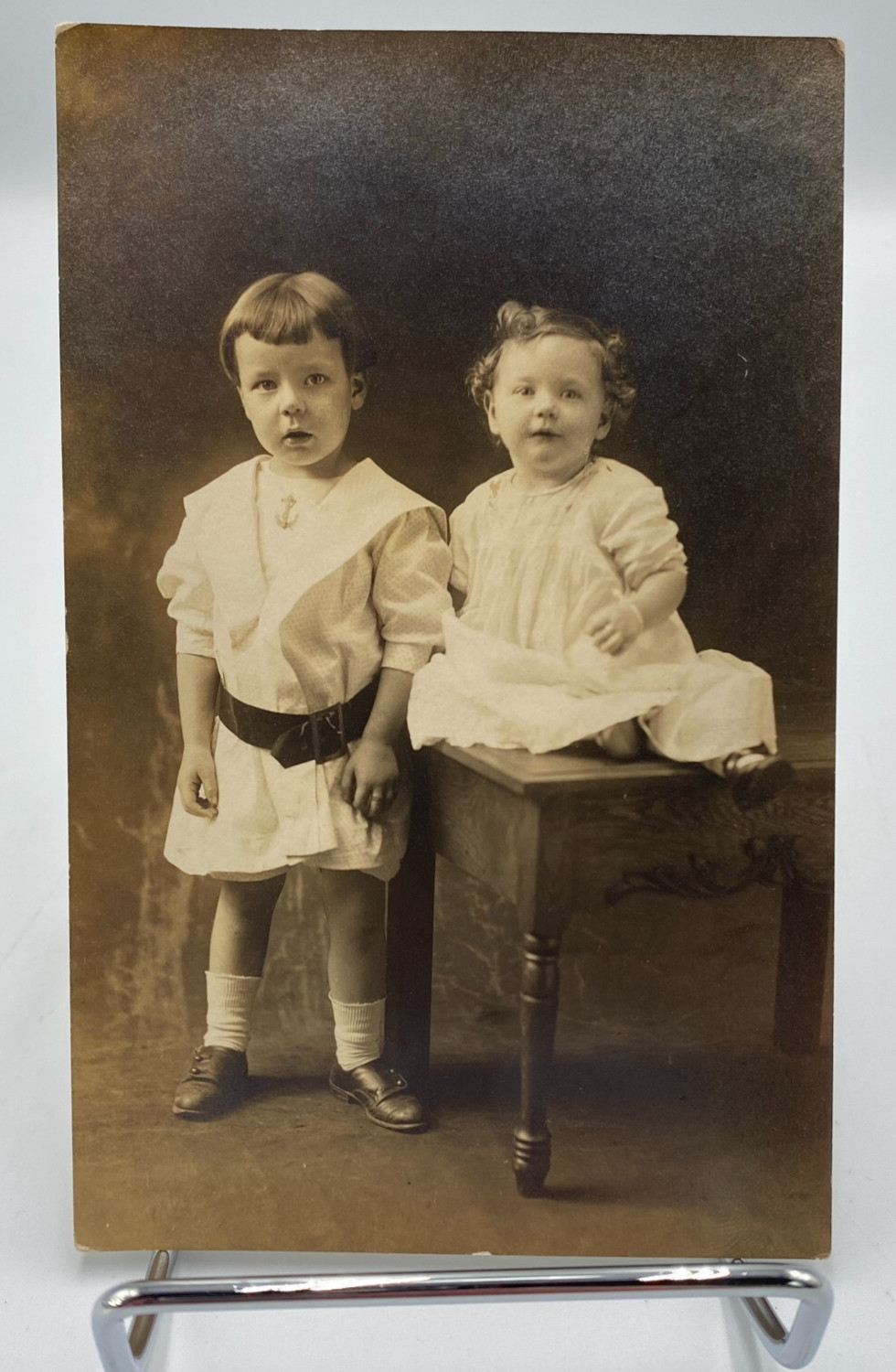 Vtg c. 1900's RPPC Two Young Children Postcard Vtg c. 1900's RPPC Two Young Children Postcard