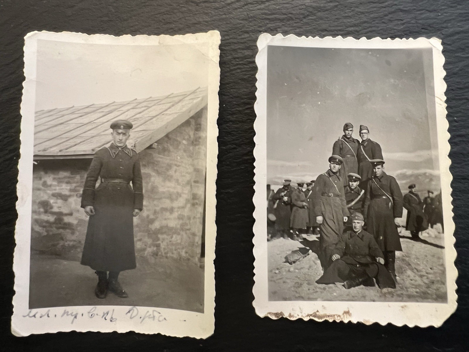 2x Vintage 1943 WWII Bulgaria Army Soldiers Uniform Group Portrait 