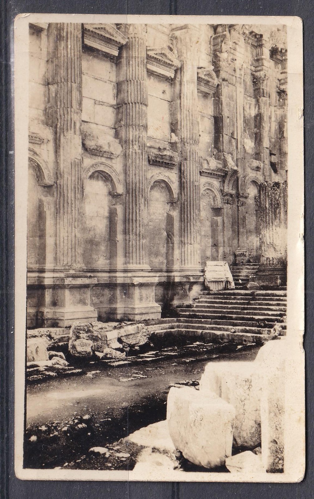 LEBANON, BAALBEK, c1915 Photograph of Ruins, 6.8mm. x 10.7mm. LEBANON, BAALBEK, c1915 Photograph of Ruins, 6.8mm. x 10.7mm.