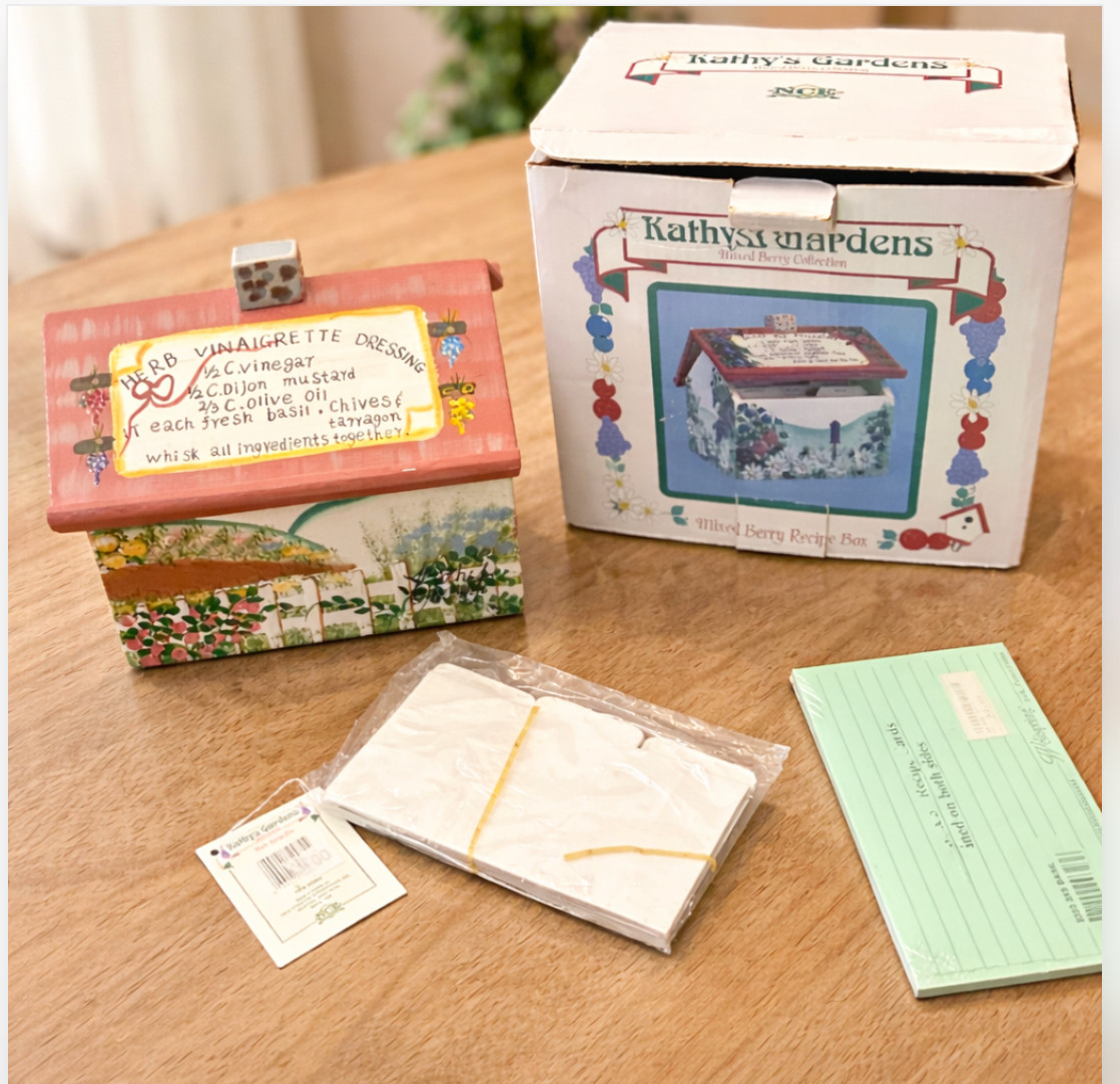 Kathy\'s Gardens Recipe Box Index Card Holder NIB Floral Kitchen Kathy\'s Gardens Recipe Box Index Card Holder NIB Floral Kitchen