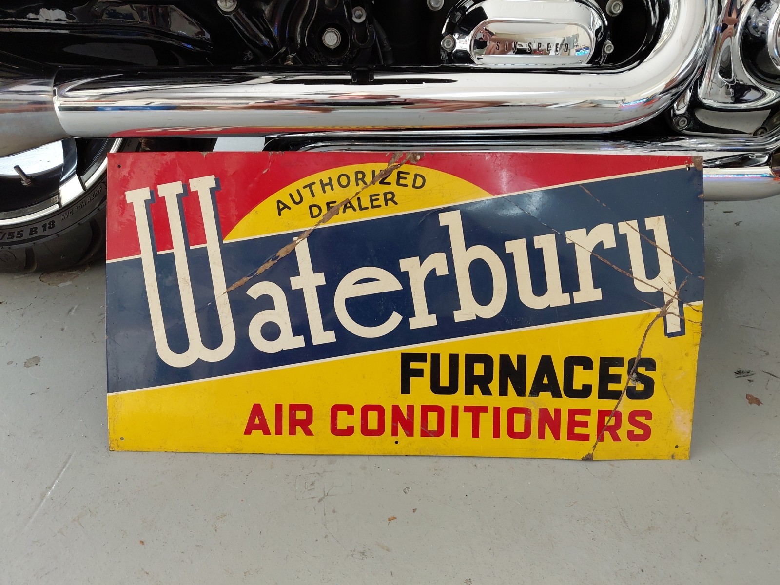c.1950s Original Vintage Waterbury Furnaces Sign Air Conditioners Service Rare c.1950s Original Vintage Waterbury Furnaces Sign Air Conditioners Service Rare