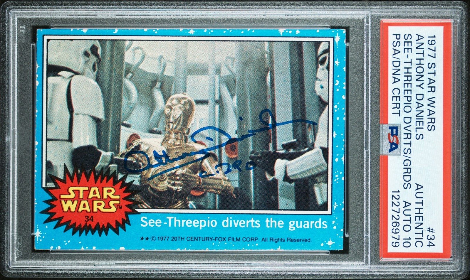 1977 TOPPS Star Wars ANTHONY DANIELS #34 Signed \