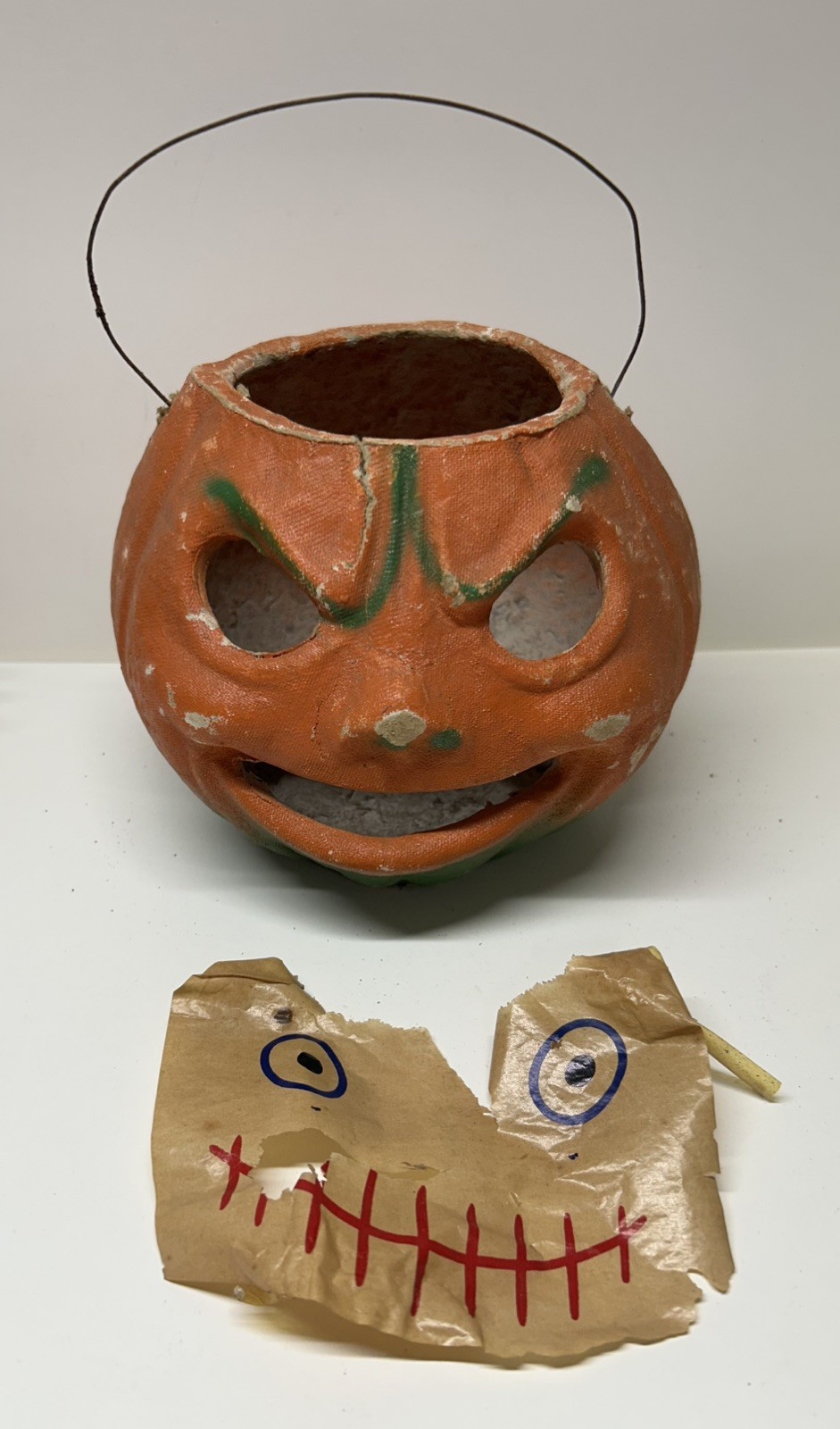 Vintage 1930's-40’s Halloween Paper Mache Pulp Jack O Lantern Pumpkin 