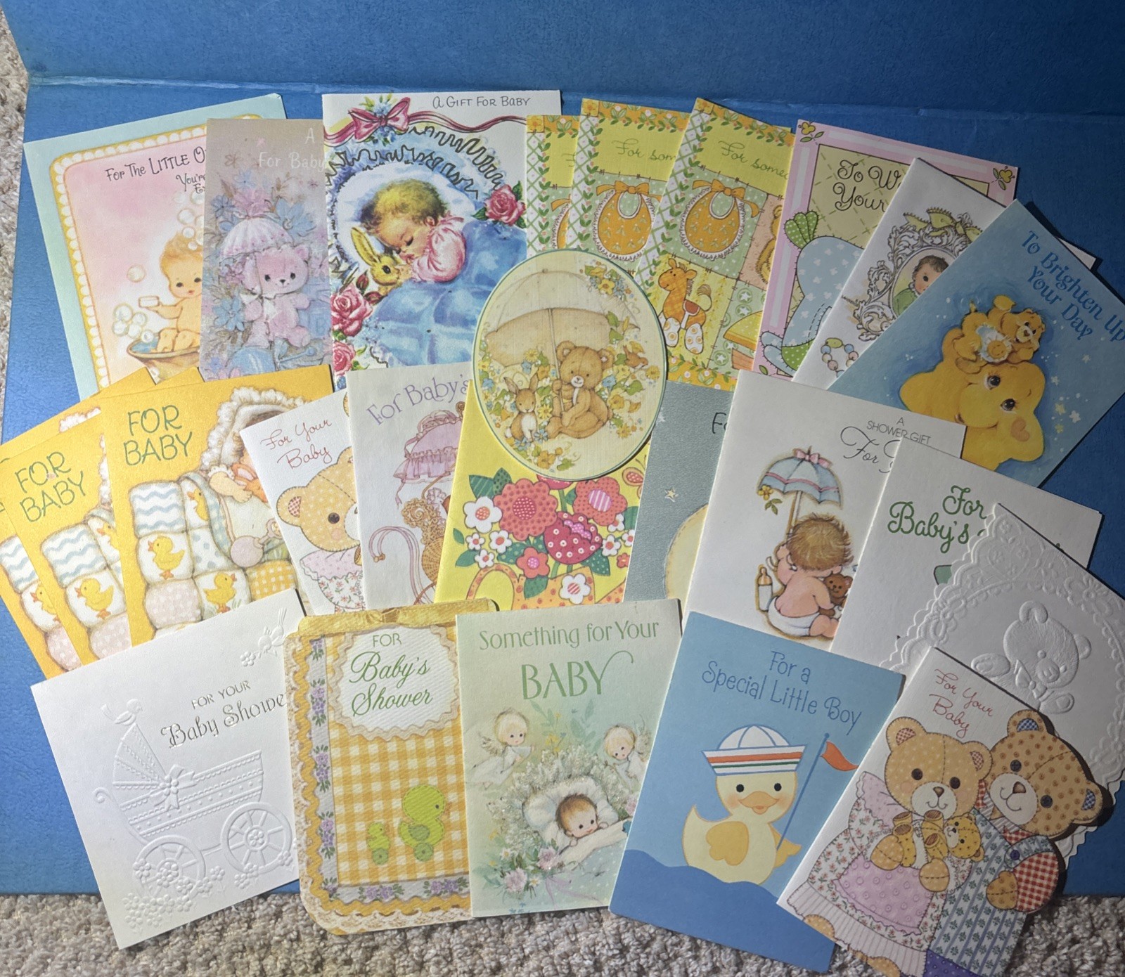 Vtg 1970-80’s 25pc Lot Greeting Cards Small  Baby Shower Decor Used Crafts