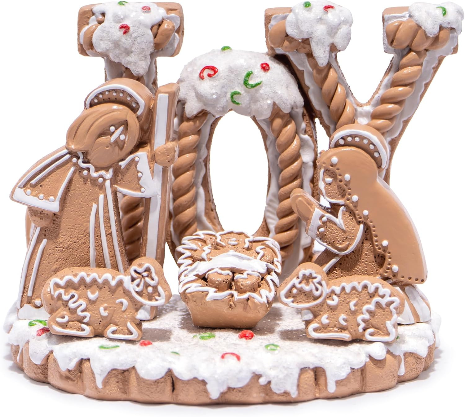 Gingerbread Themed Nativity Scene, Christmas Decor Figurines for Holiday Gingerbread Themed Nativity Scene, Christmas Decor Figurines for Holiday
