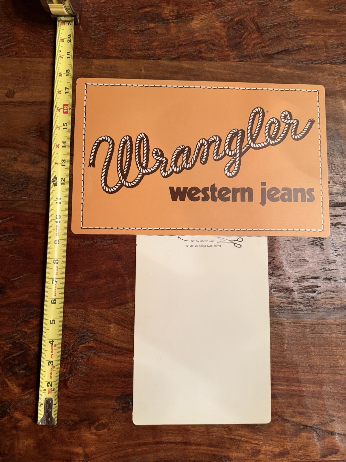 Vintage Wrangler Jeans Western Wear Advertising Store Display Sign