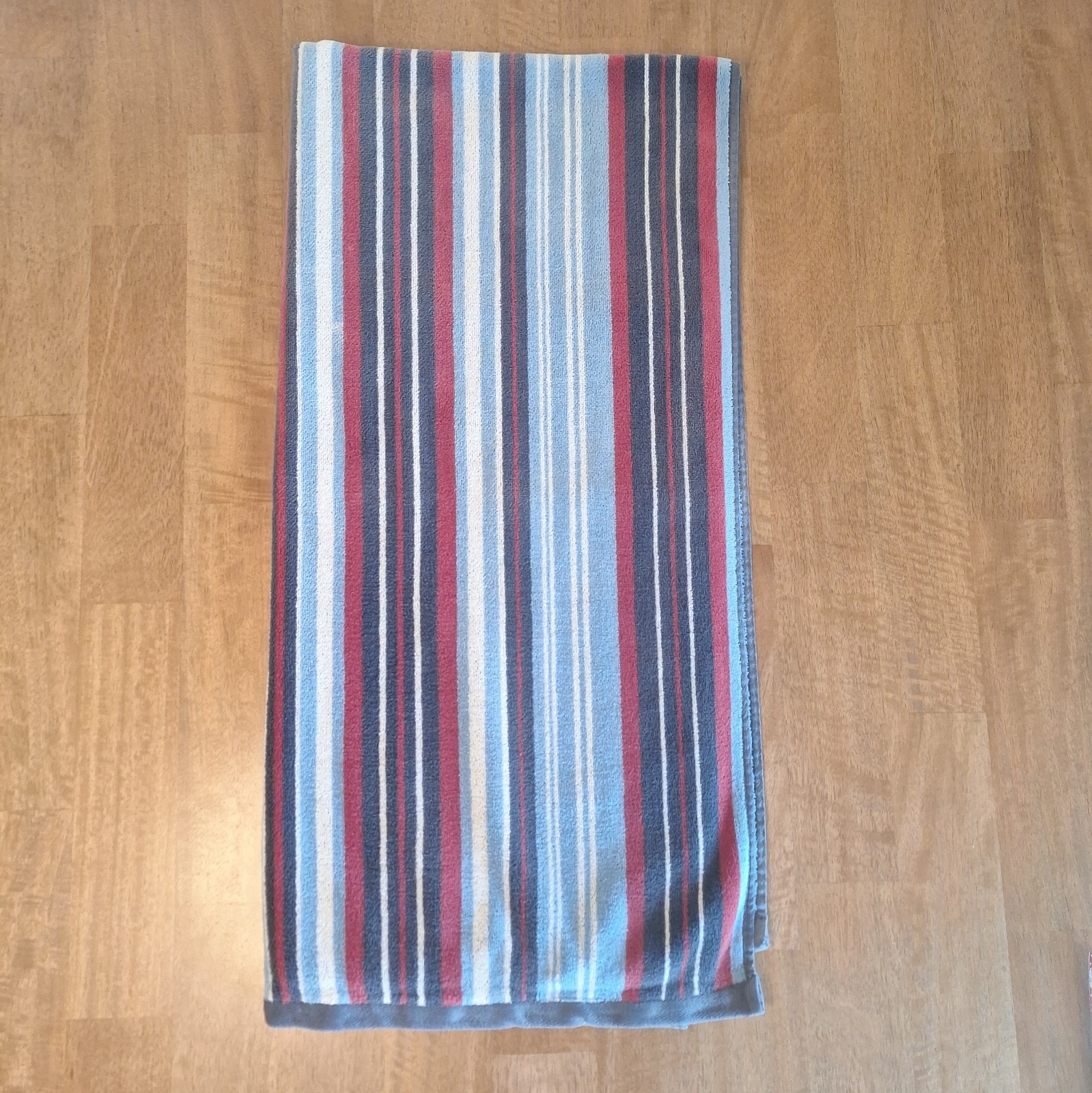 VTG 90s Striped Beach Towel Blue Red White My Summer Made In India VTG 90s Striped Beach Towel Blue Red White My Summer Made In India