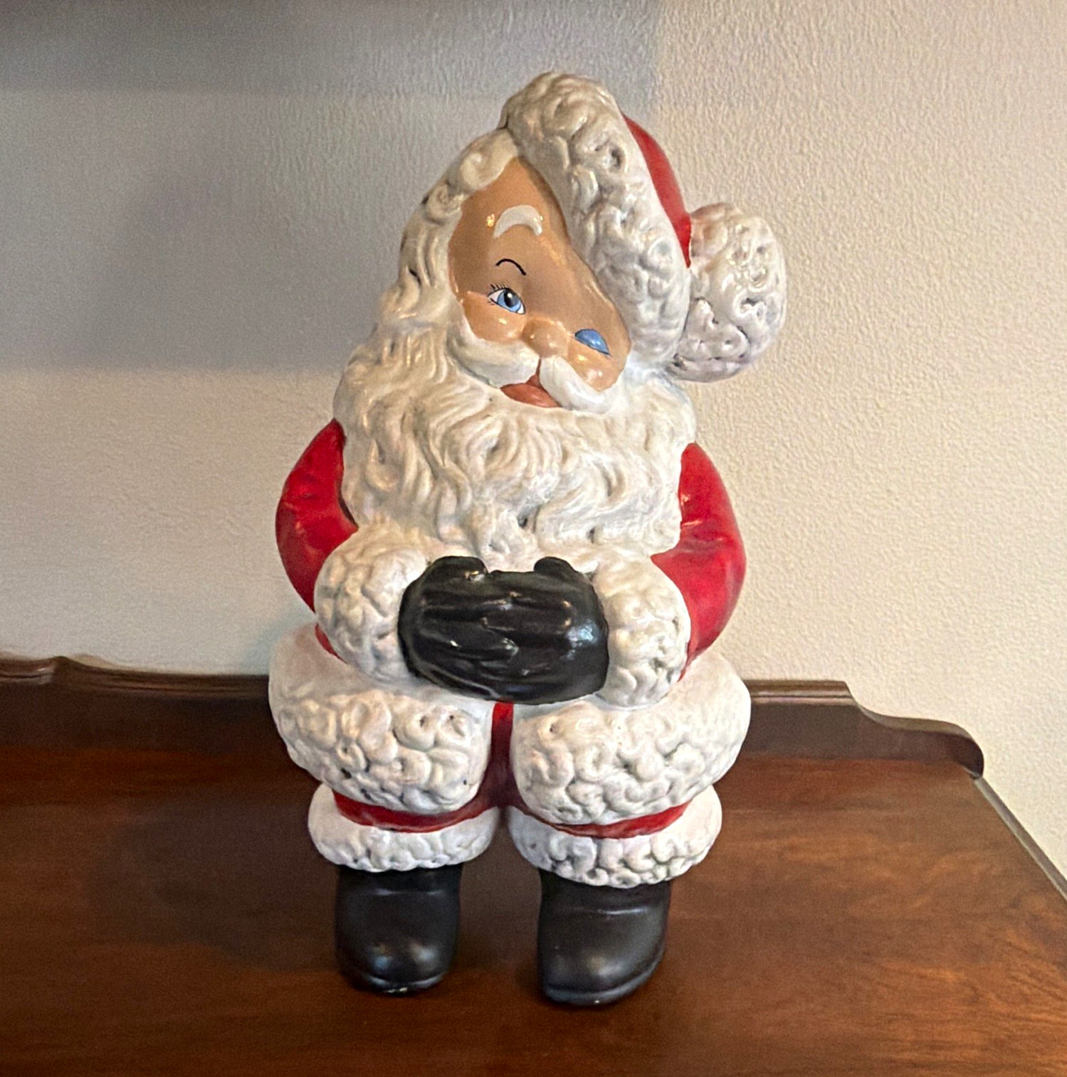 VTG 70s Winking Santa Claus Painted Ceramic Atlantic Mold Figurine 14 in