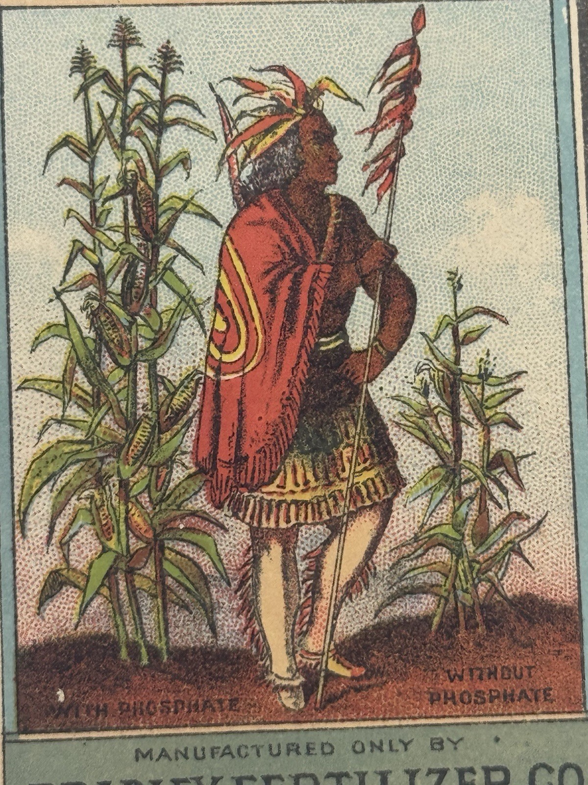 1890s Bradley Phosphate Victorian Trade Card Fertilizer Corn Native American