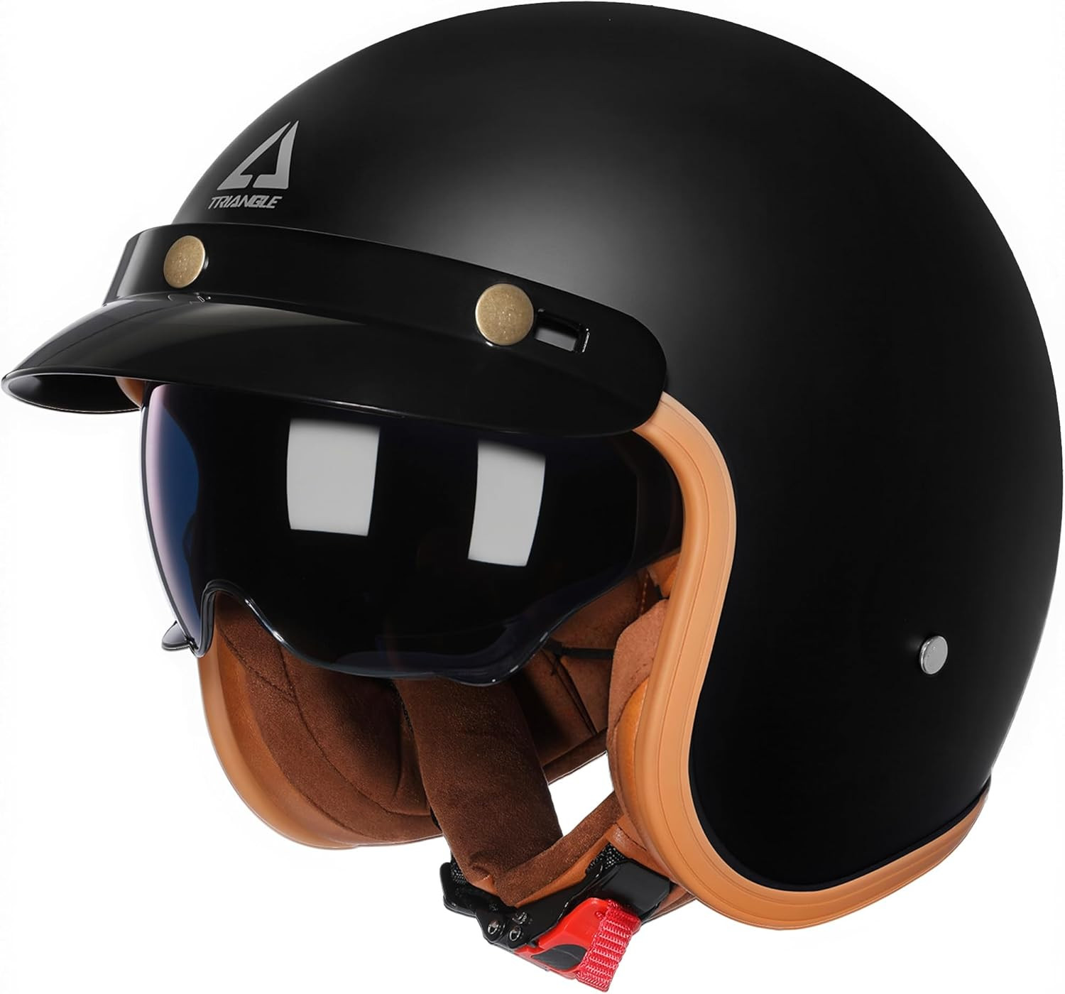 3/4 Open Face Motorcycle Helmet, DOT Approved Retro Half Helmet with Sun Visor f 3/4 Open Face Motorcycle Helmet, DOT Approved Retro Half Helmet with Sun Visor f