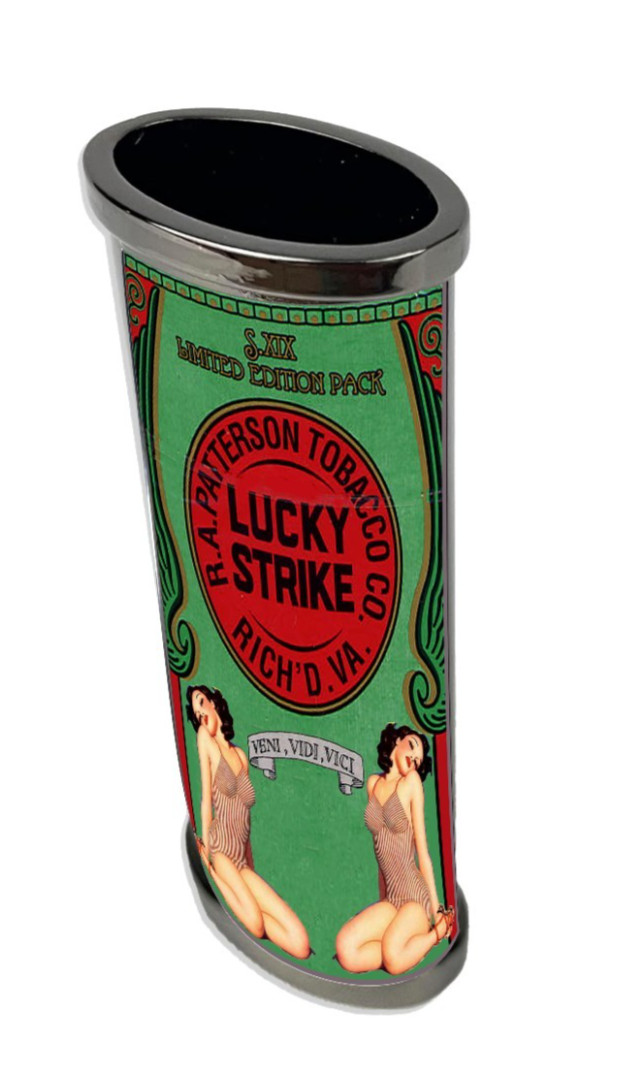 Lucky Strike pinup TWINS Lighter sleeve metal Handmade Vintage art