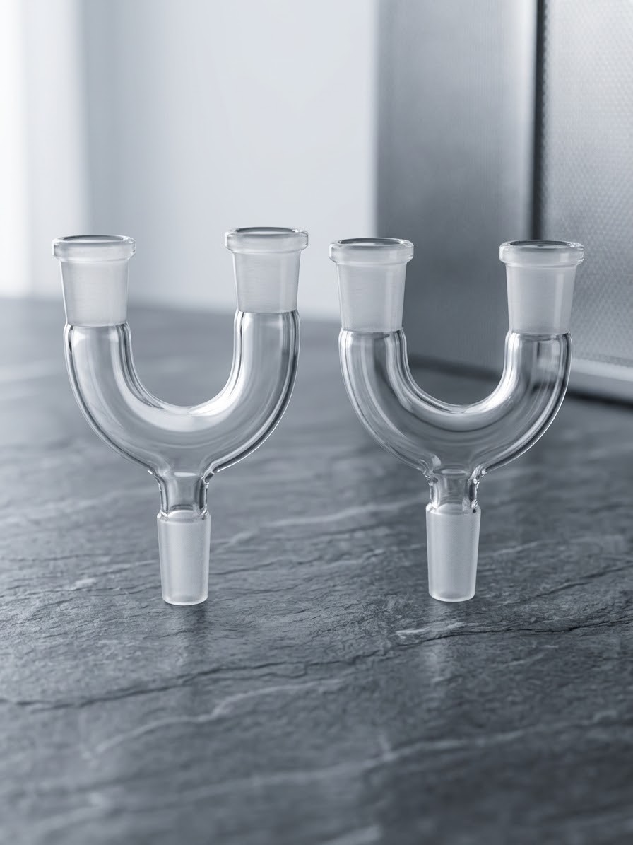 2x 14mm Glass Y Shaped Adapter 2 Way Splitter with Male Opening