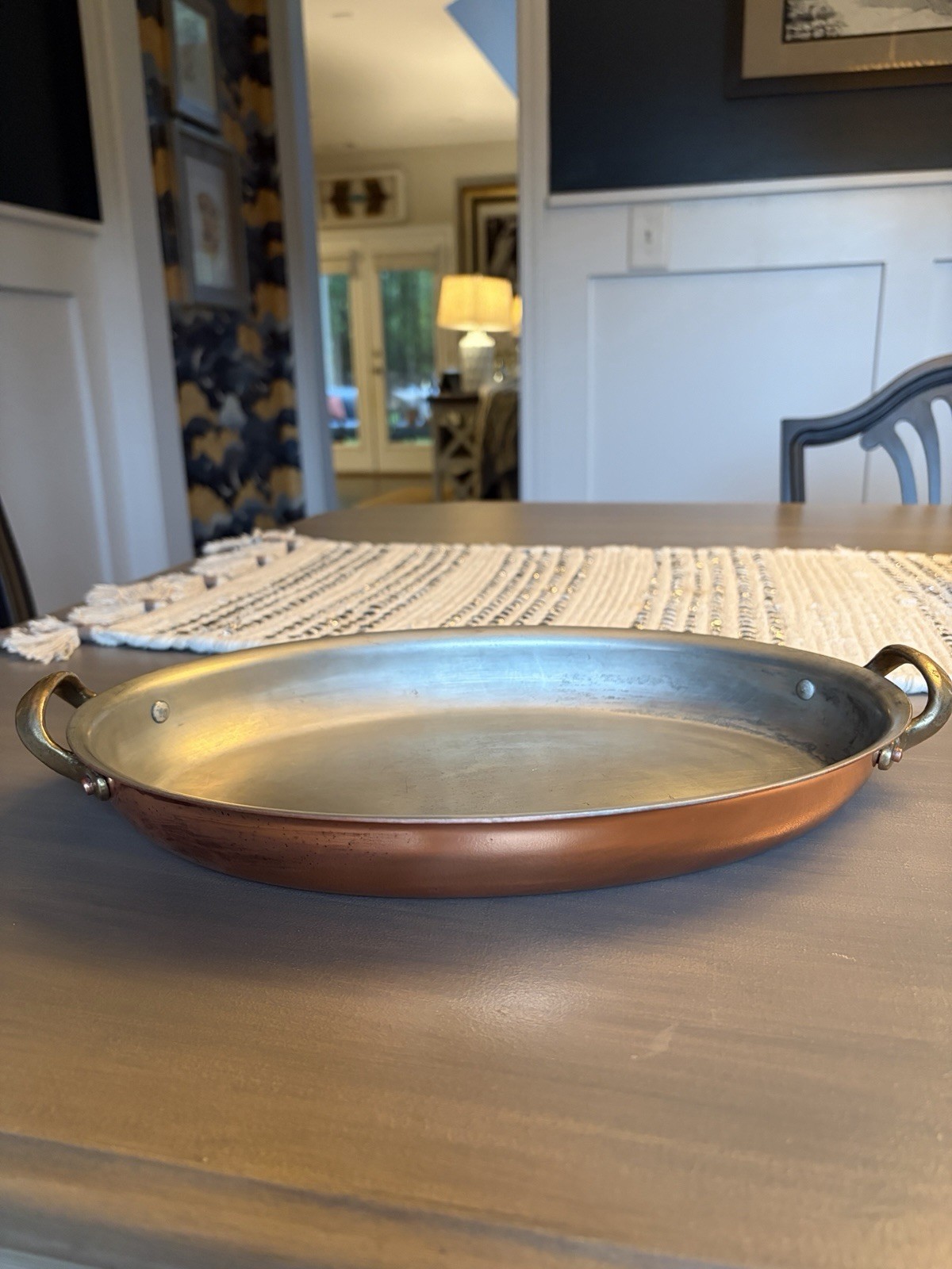 Vintage ODI Old Dutch Copper Gratin Pan, oval with brass handles, 13.5”x8.5” Vintage ODI Old Dutch Copper Gratin Pan, oval with brass handles, 13.5”x8.5”