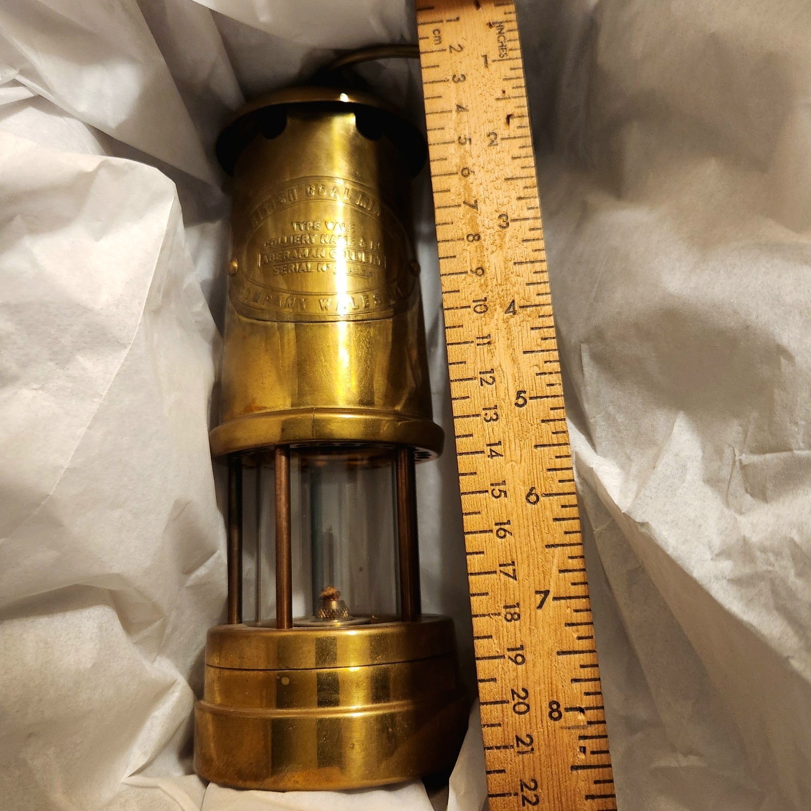 British Coal Mining Brass Miner\'s Lamp - Wales UK Aberamin Colliery Works. VG British Coal Mining Brass Miner\'s Lamp - Wales UK Aberamin Colliery Works. VG