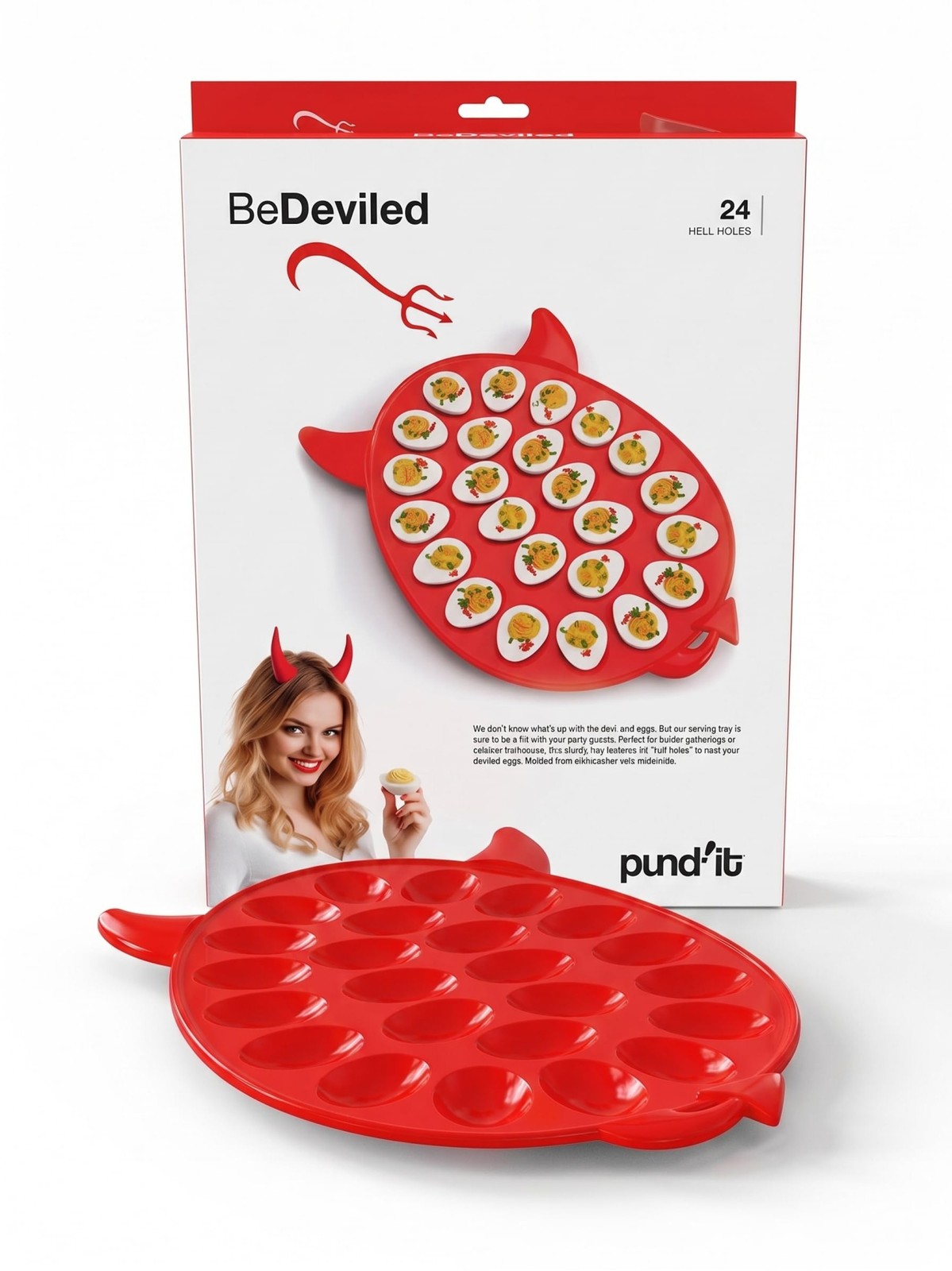 Pund'it BeDeviled Egg Plate, 24 Cup Deviled Egg Platter Pund'it BeDeviled Egg Plate, 24 Cup Deviled Egg Platter