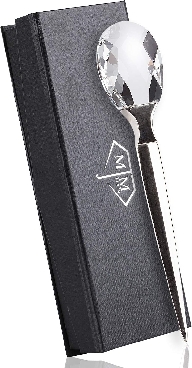 Elegant Crystal Handle Letter Opener with Gift Box – Decorative Metal Paper C... Elegant Crystal Handle Letter Opener with Gift Box – Decorative Metal Paper C...