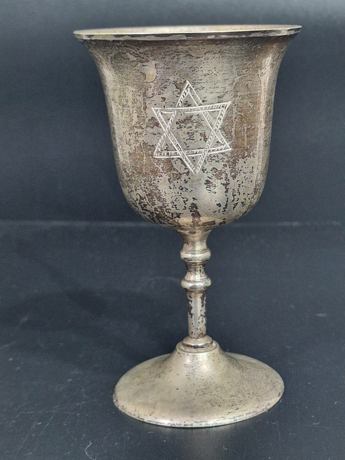 1901  J. ZEVING  ENGLAND ANTIQUE JEWISH  SILVER PLATED KIDDUSH RITUAL CUP