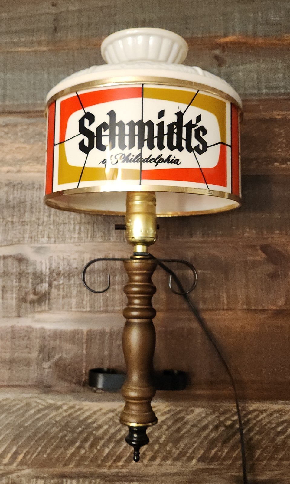 Vintage 70's Schmidts Lighted Beer Sign Wall Sconce Lamp
