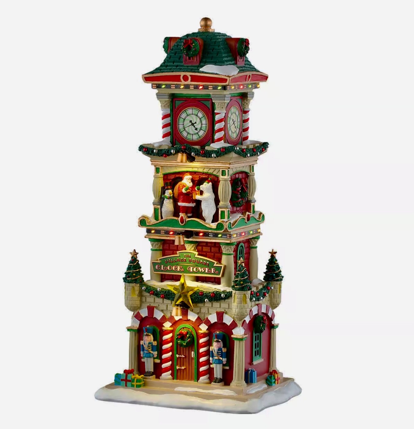 Lemax Village Square Clock Tower #55320 Santa’s Wonderland Lighted Building NEW
