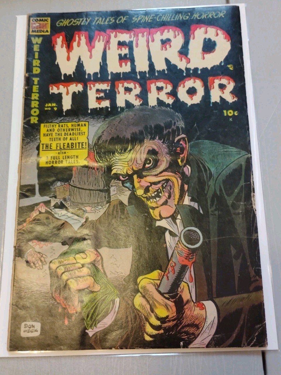 WEIRD TERROR #9 1954 Comic Media Don Heck Bloody Pipe Cover PRE-CODE HORROR VG