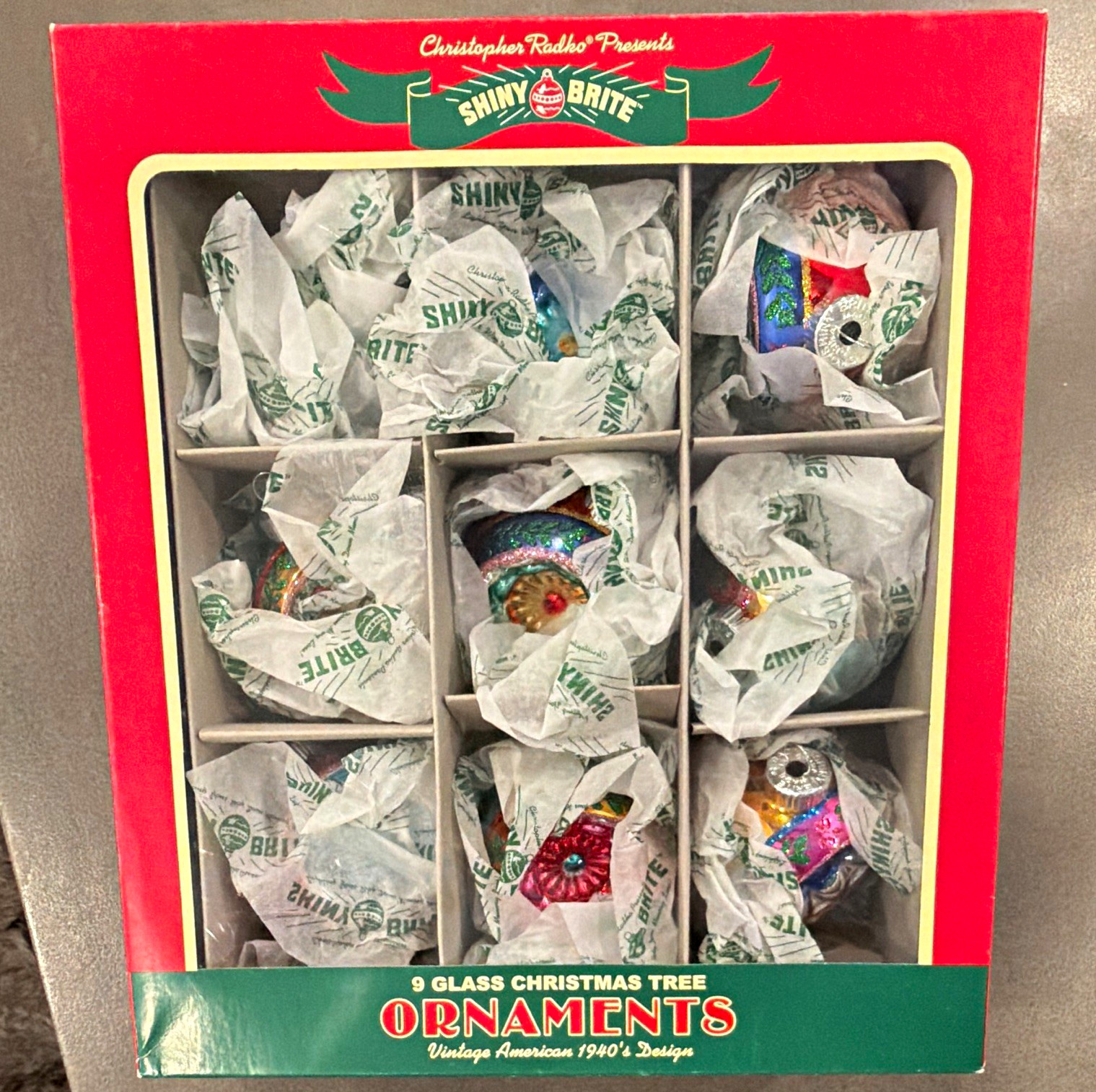 Christopher Radko Presents Shiny-Brite 9pc Glass Christmas Tree Ornament Set Christopher Radko Presents Shiny-Brite 9pc Glass Christmas Tree Ornament Set