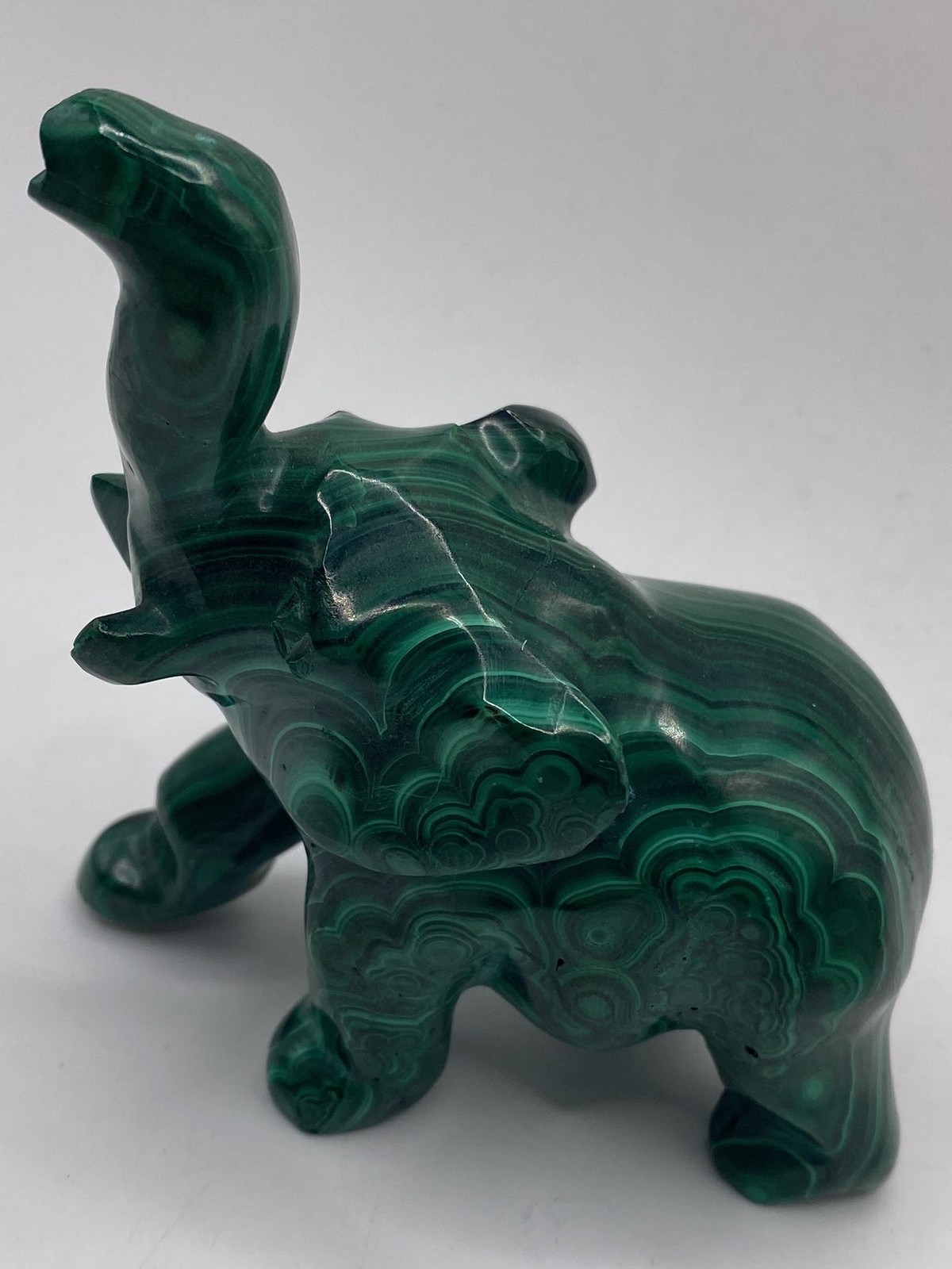 Malachite Elephant Carving with Gorgeous Pattern See Video Malachite Elephant Carving with Gorgeous Pattern See Video