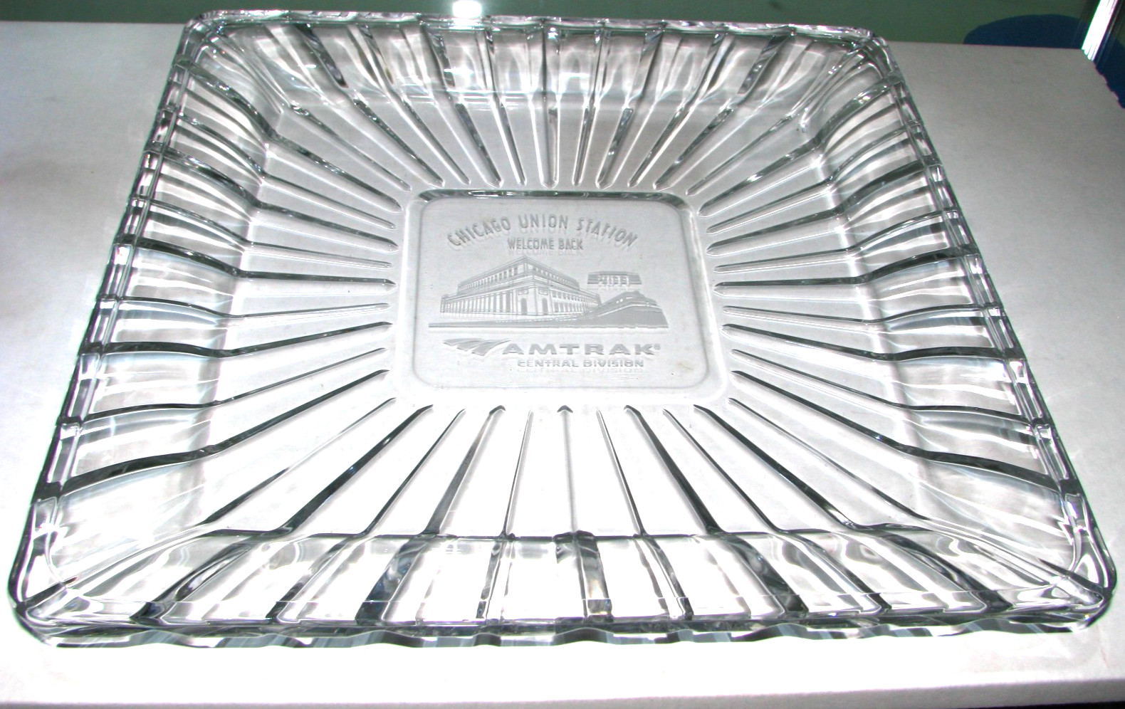 AMTRAK CHICAGO UNION STATION CENTRAL DIVISION COLLECTORS GLASS PLATE RARE