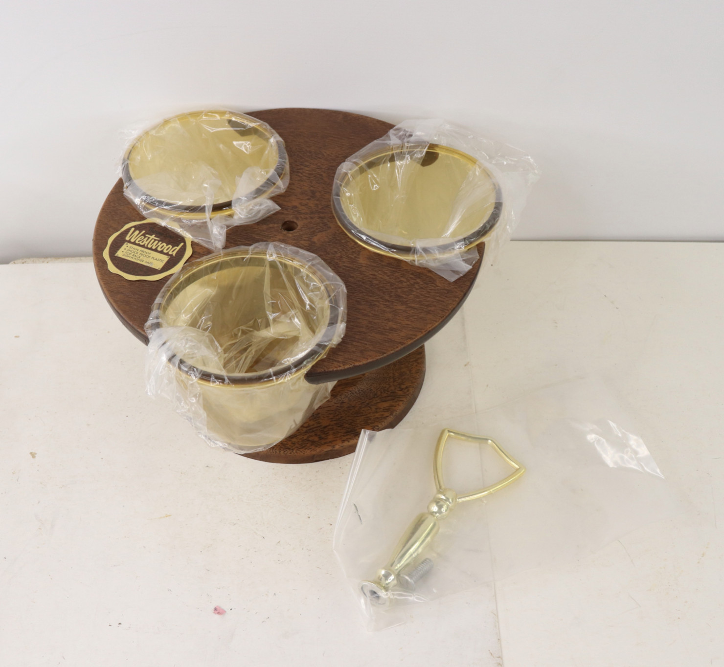 NOS Vintage 70s Mid Century Modern MCM Westwood Rotating Condiment Cup Holder