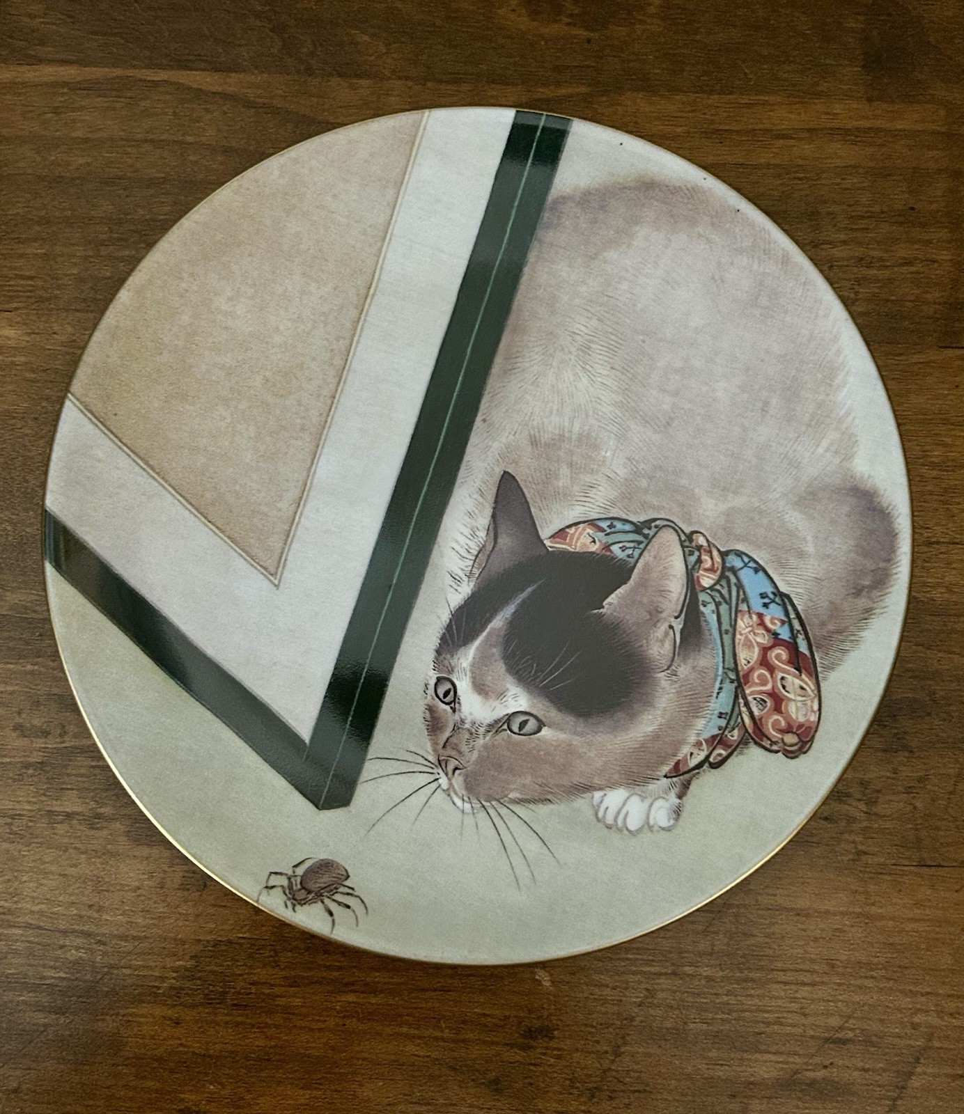 Vintage MMA Cat and Spider Plate by Toko 1986 Limoges France Porcelain 7.5\