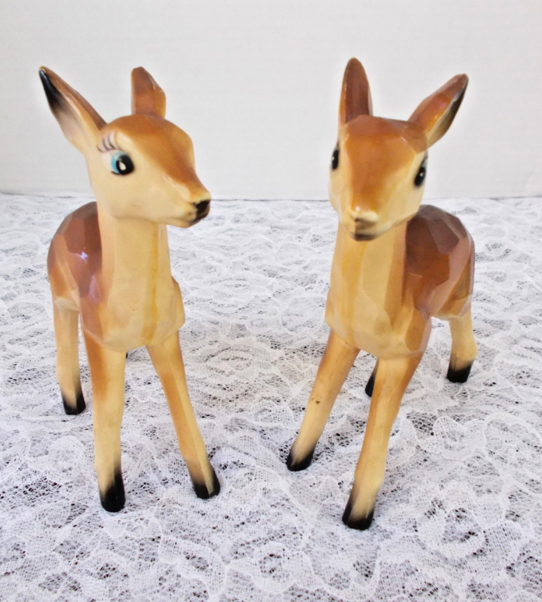 A pair of vintage fawns/deer that are identical with no markings.