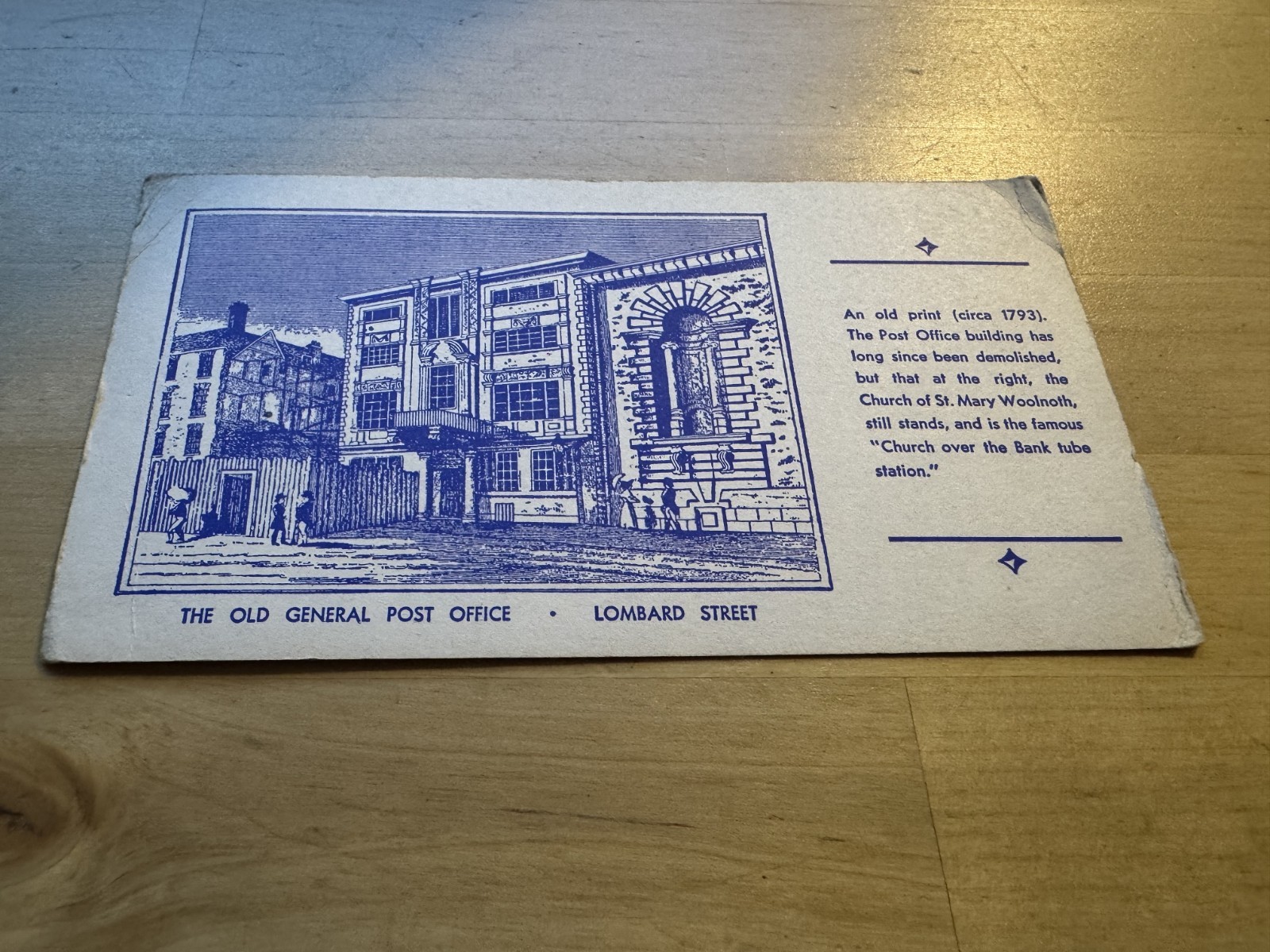 Ephemera - The Old General Post Office GPO Lombard Street Tercentenary Card 1960