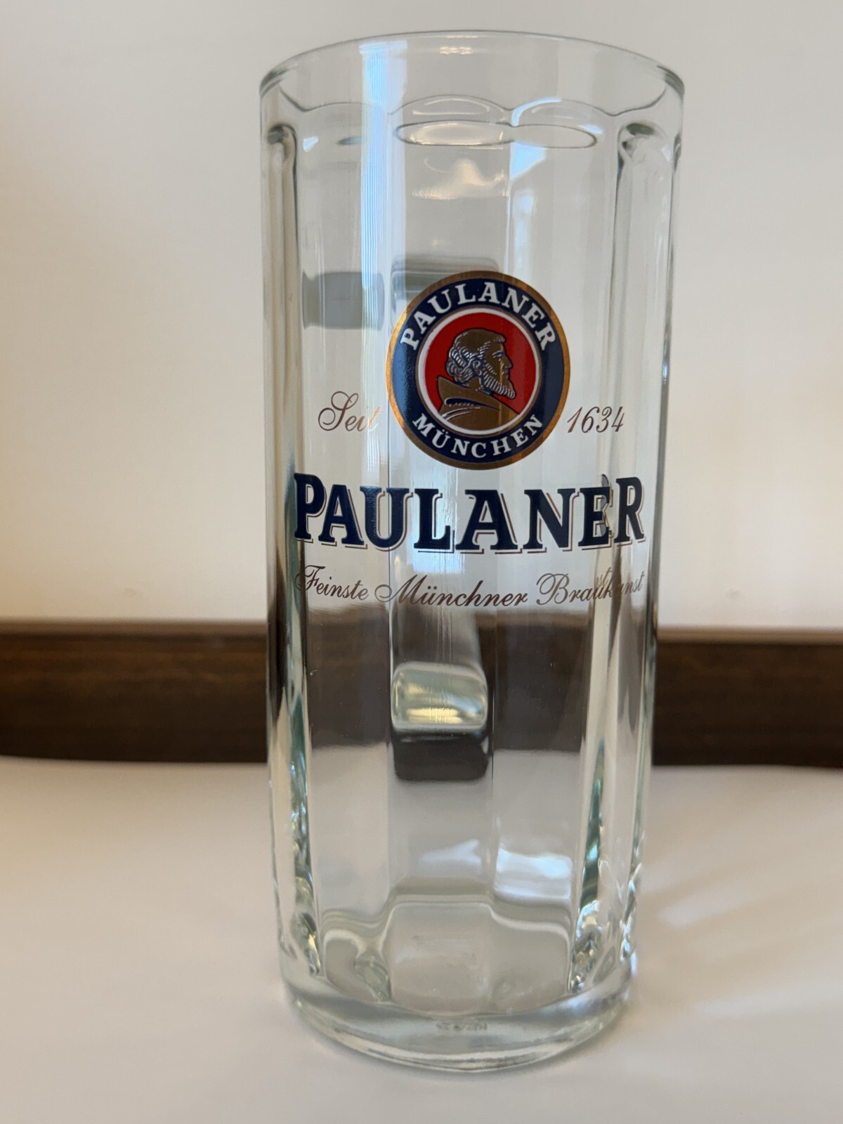 Paulaner Munchen Germany Tankard Glass Beer Mug 1 Pint 0.5 liter 7.25\
