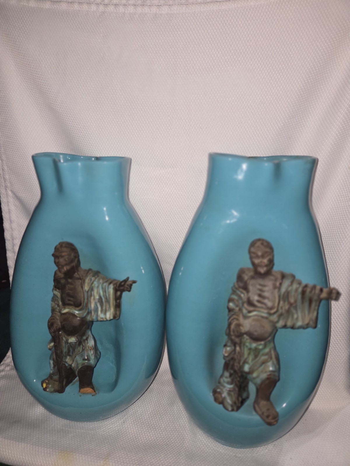 ​Pair MONUMENTAL Marcello Fantoni Italy Mid Century Modern Pottery Vases 17\