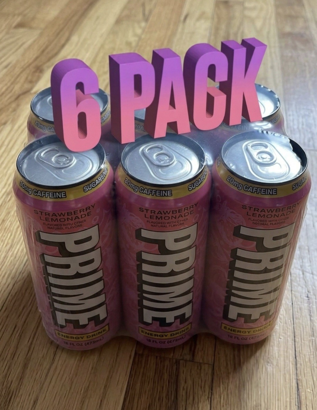 6 pack 16oz Strawberry Lemonade PRIME Energy Drink