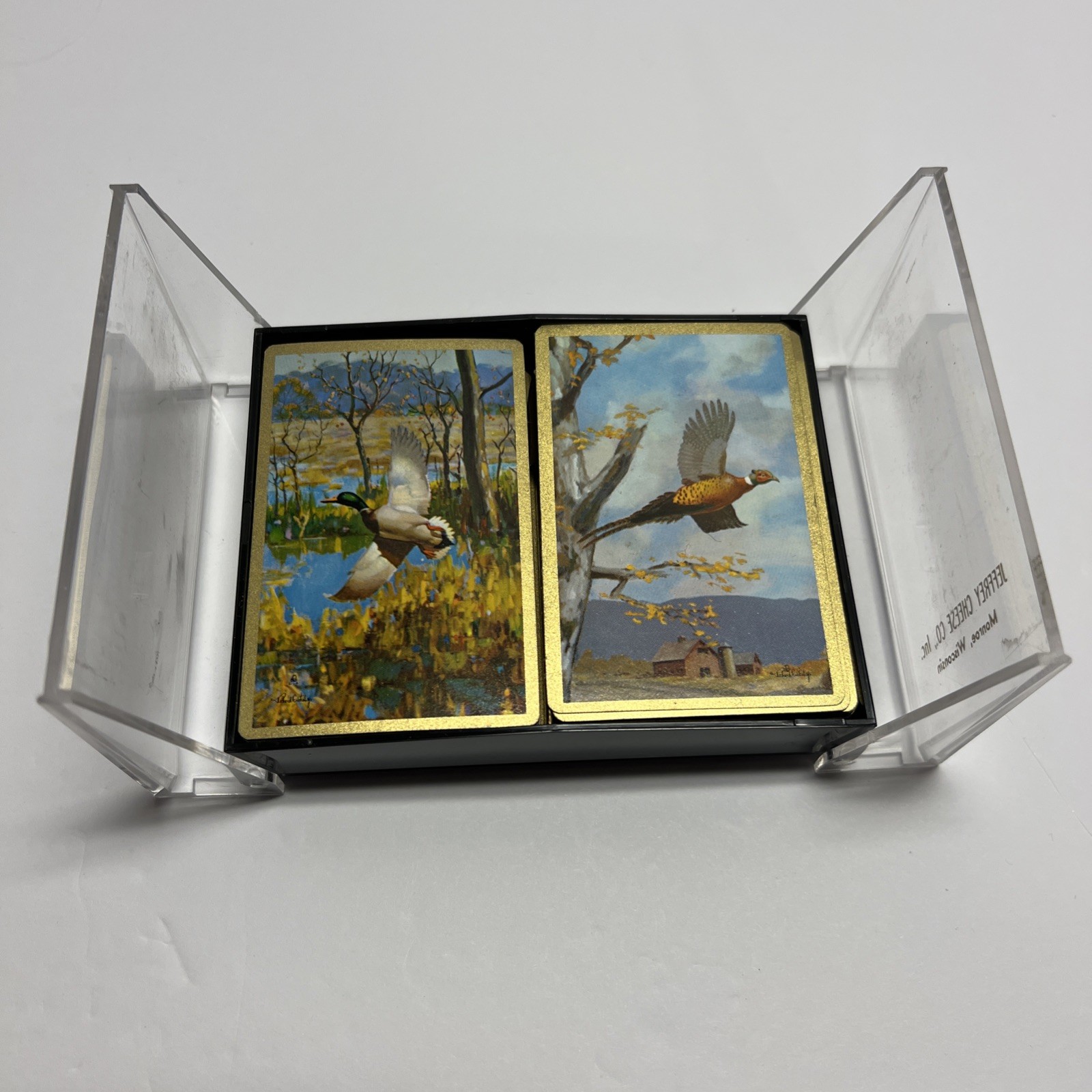 Vtg Brown & Bigelow Game Birds Double Deck Playing Cards in a Case Complete