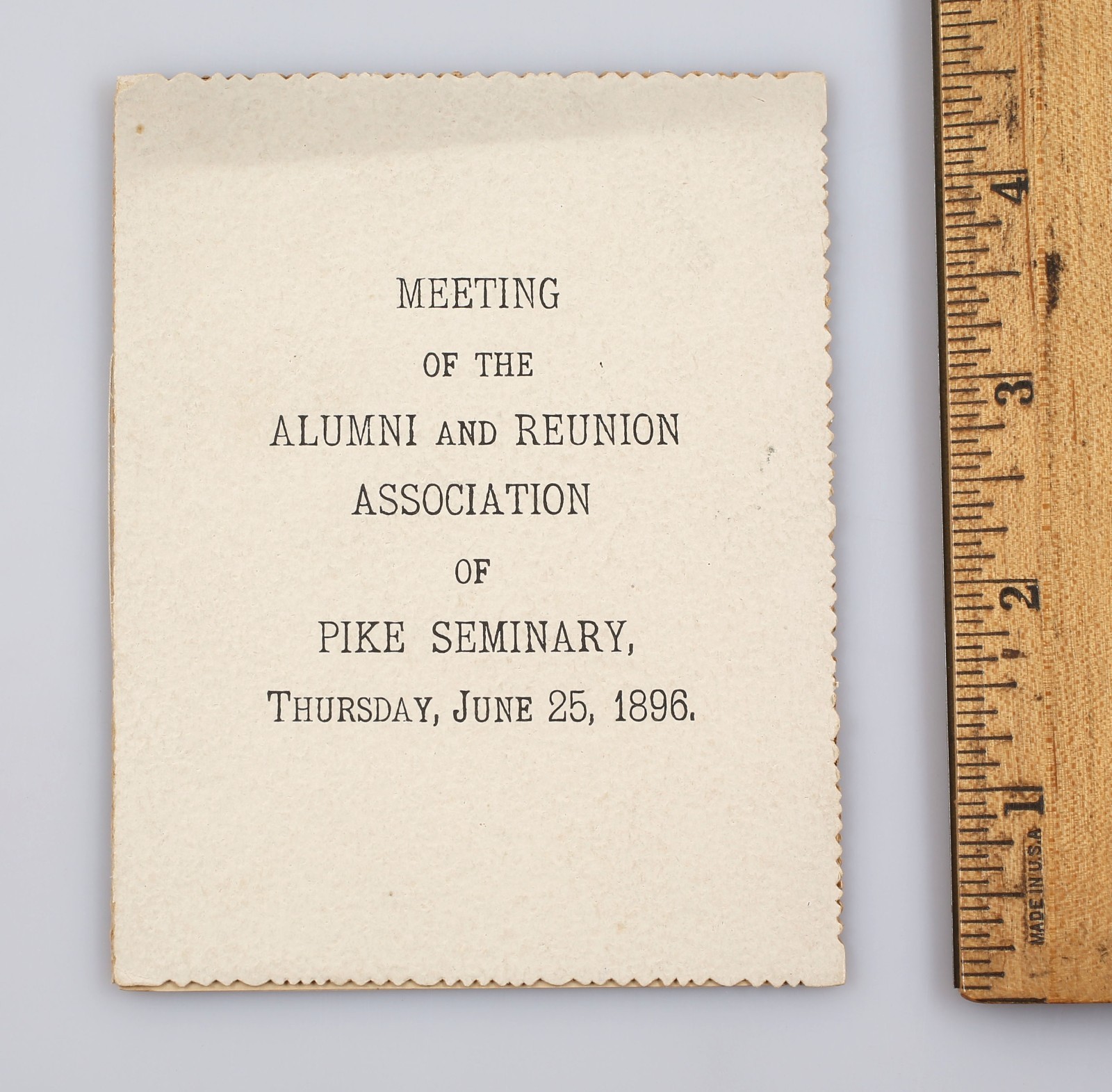 1896 Pike Seminary Alumni And Reunion Association Meeting Program Wyoming Co. NY