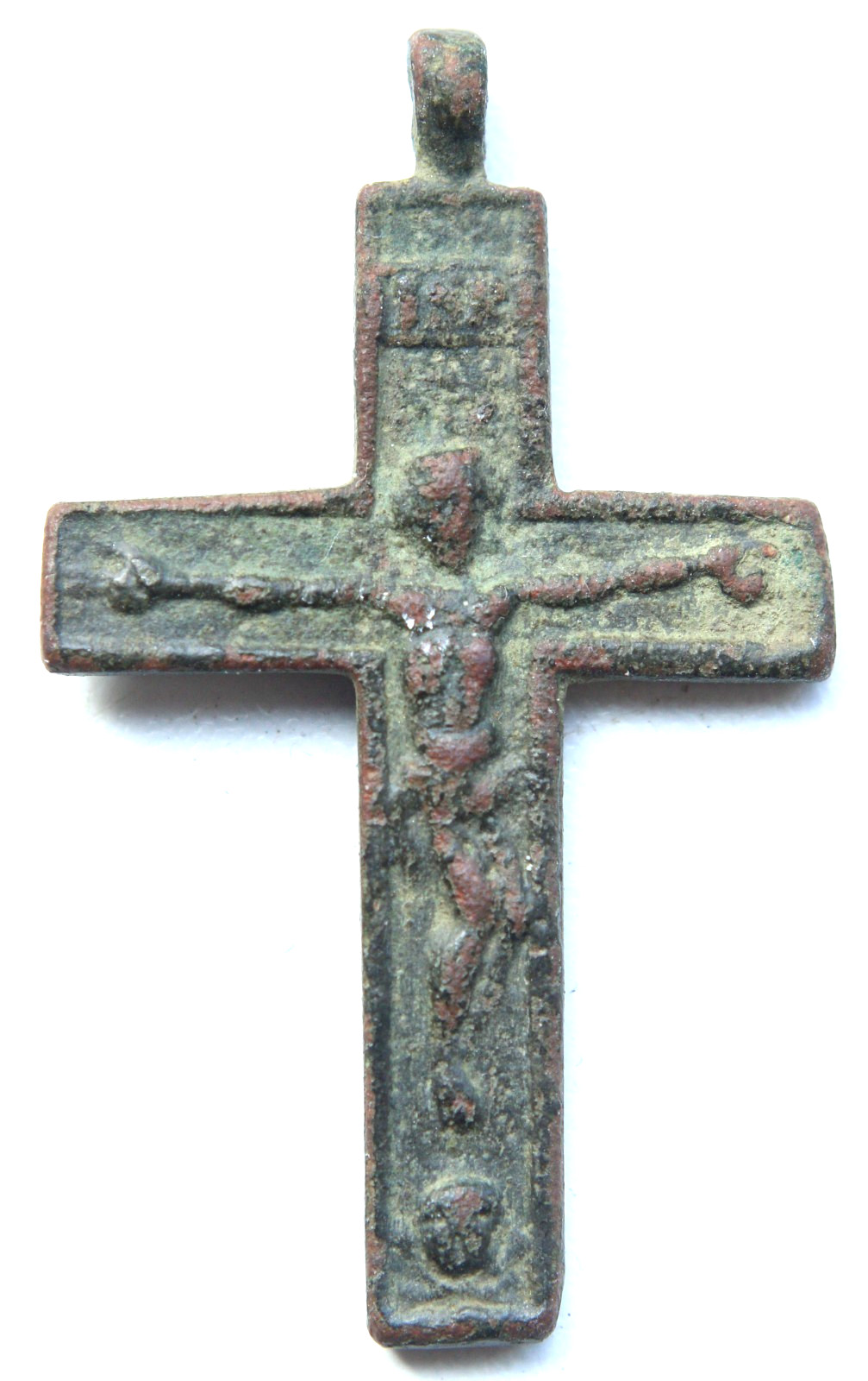 Ancient Old Catholic Bronze Cross Crucifix (Y26-09-07)